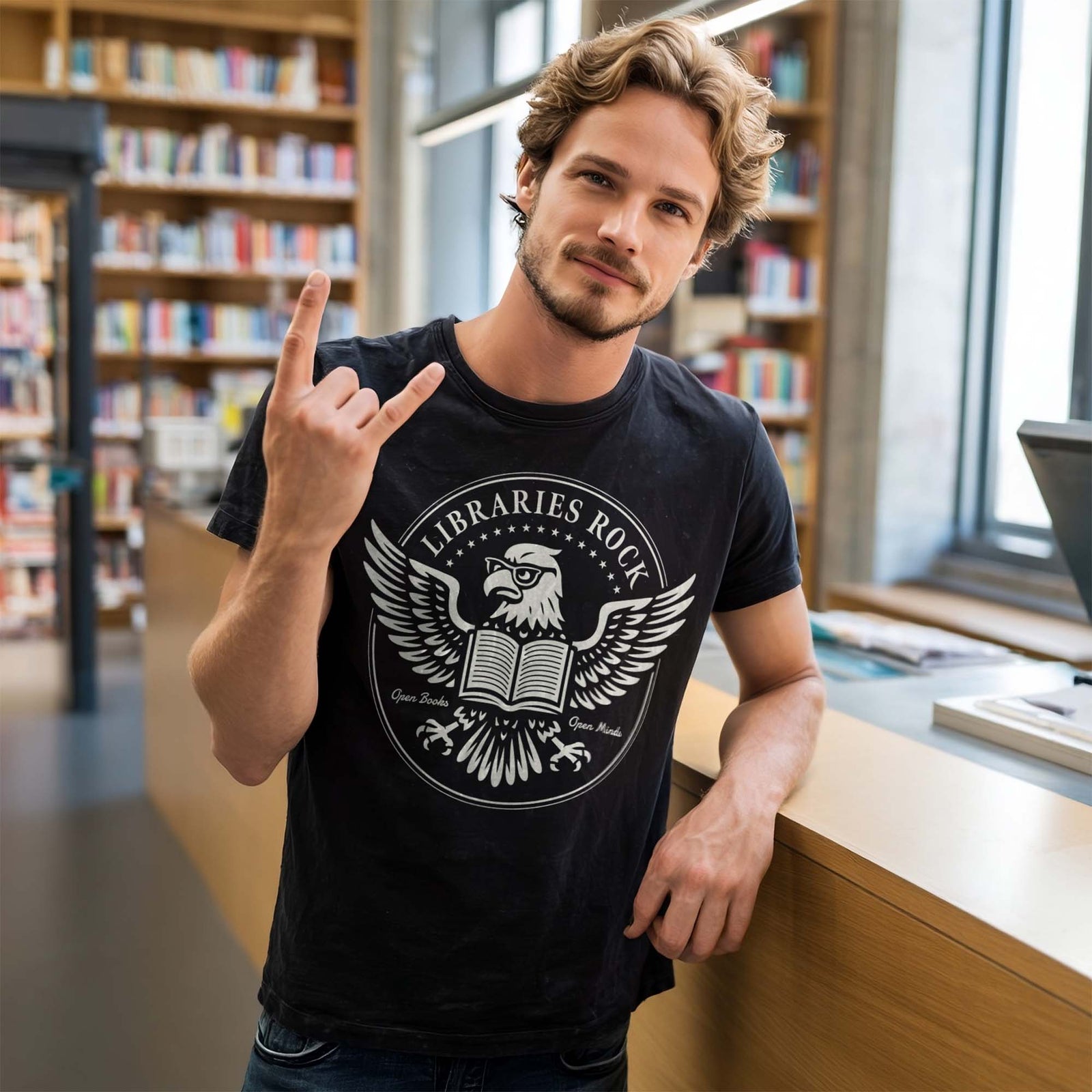 Men's Libraries Rock Cool Signature T-Shirt in Black - Front View
