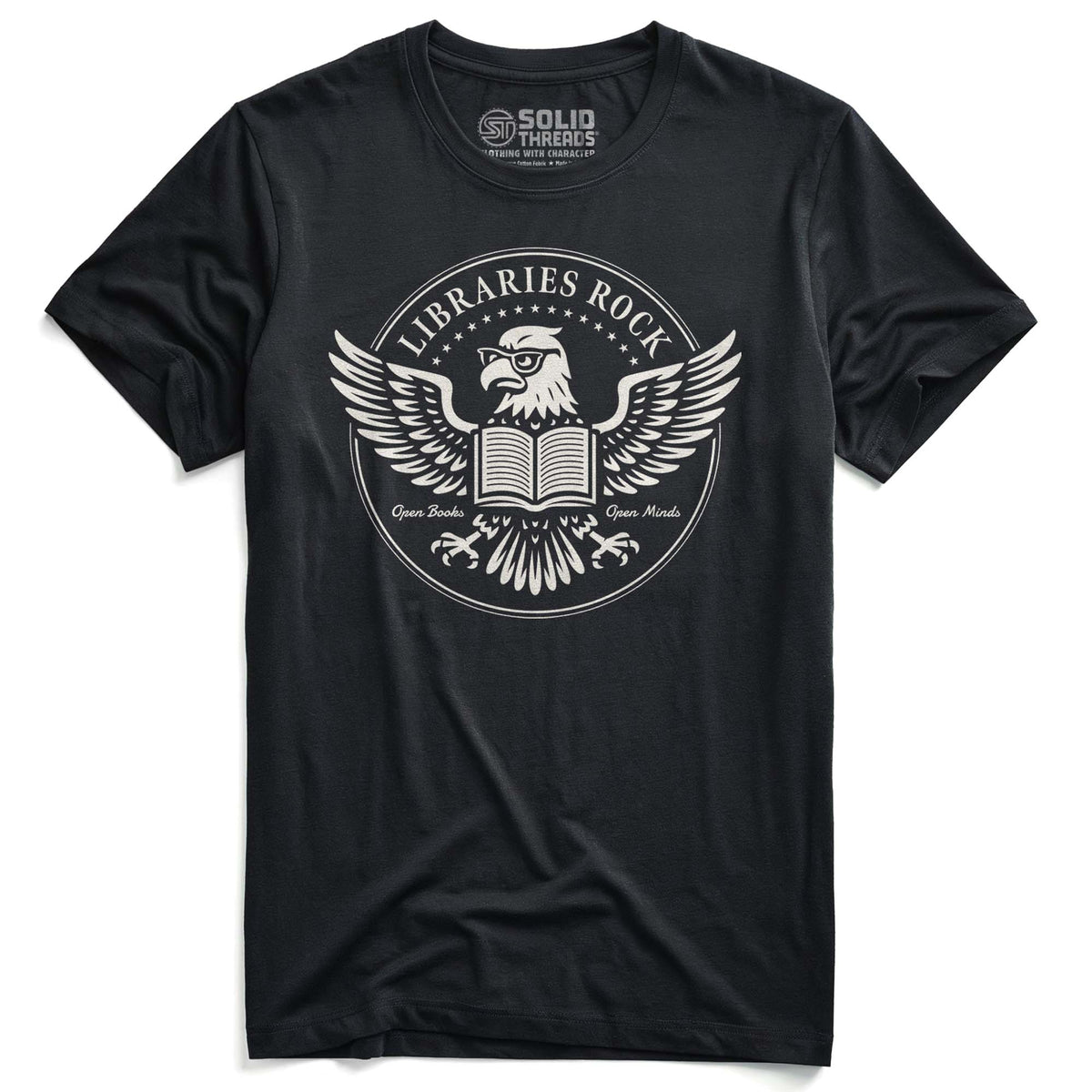 Men&#39;s Libraries Rock Cool Signature T-Shirt in Black - Front View