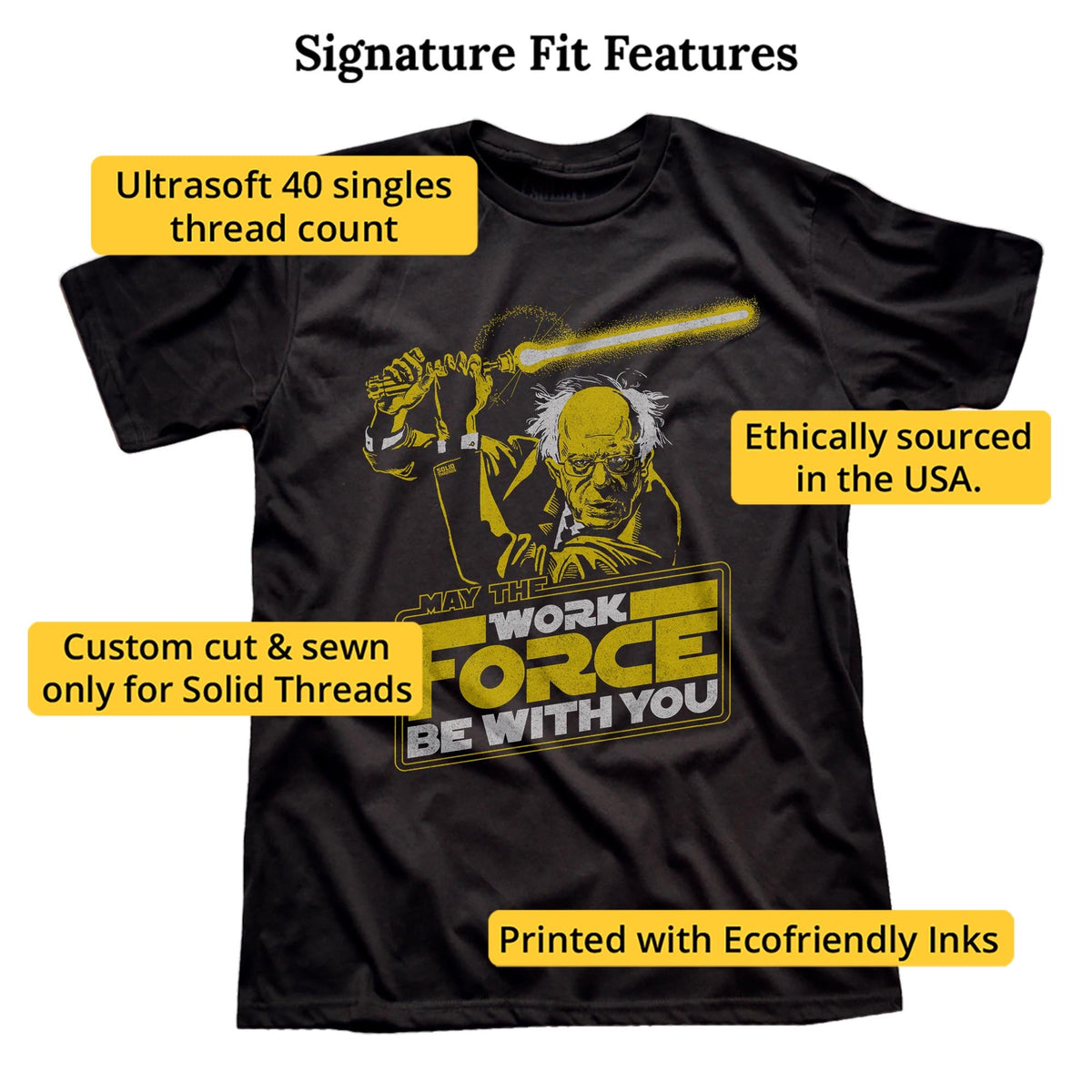 Workforce Bernie Vintage Signature T-shirt in Black - Fit Attributes