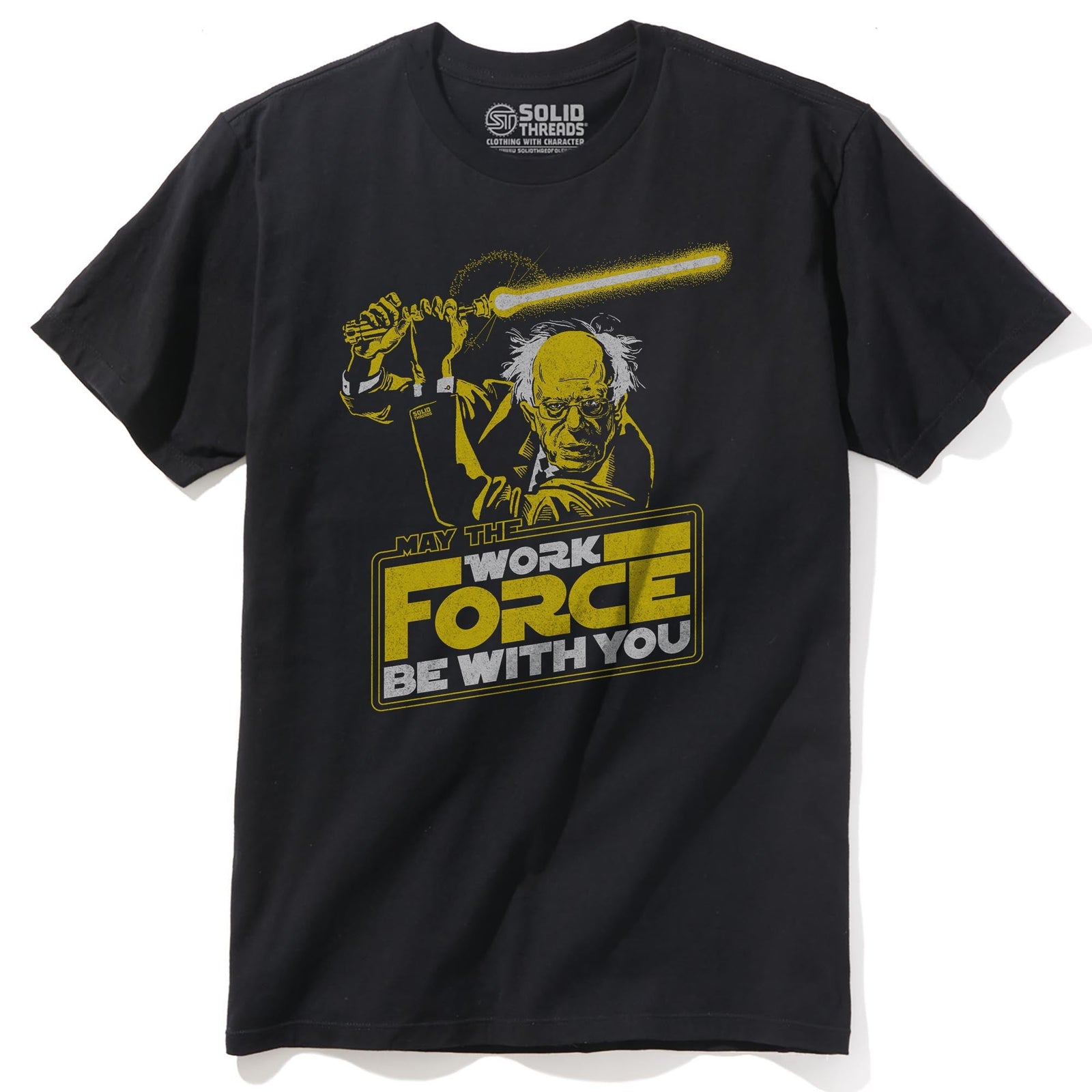 Workforce Bernie Vintage Staple T-shirt in Black - Front View
