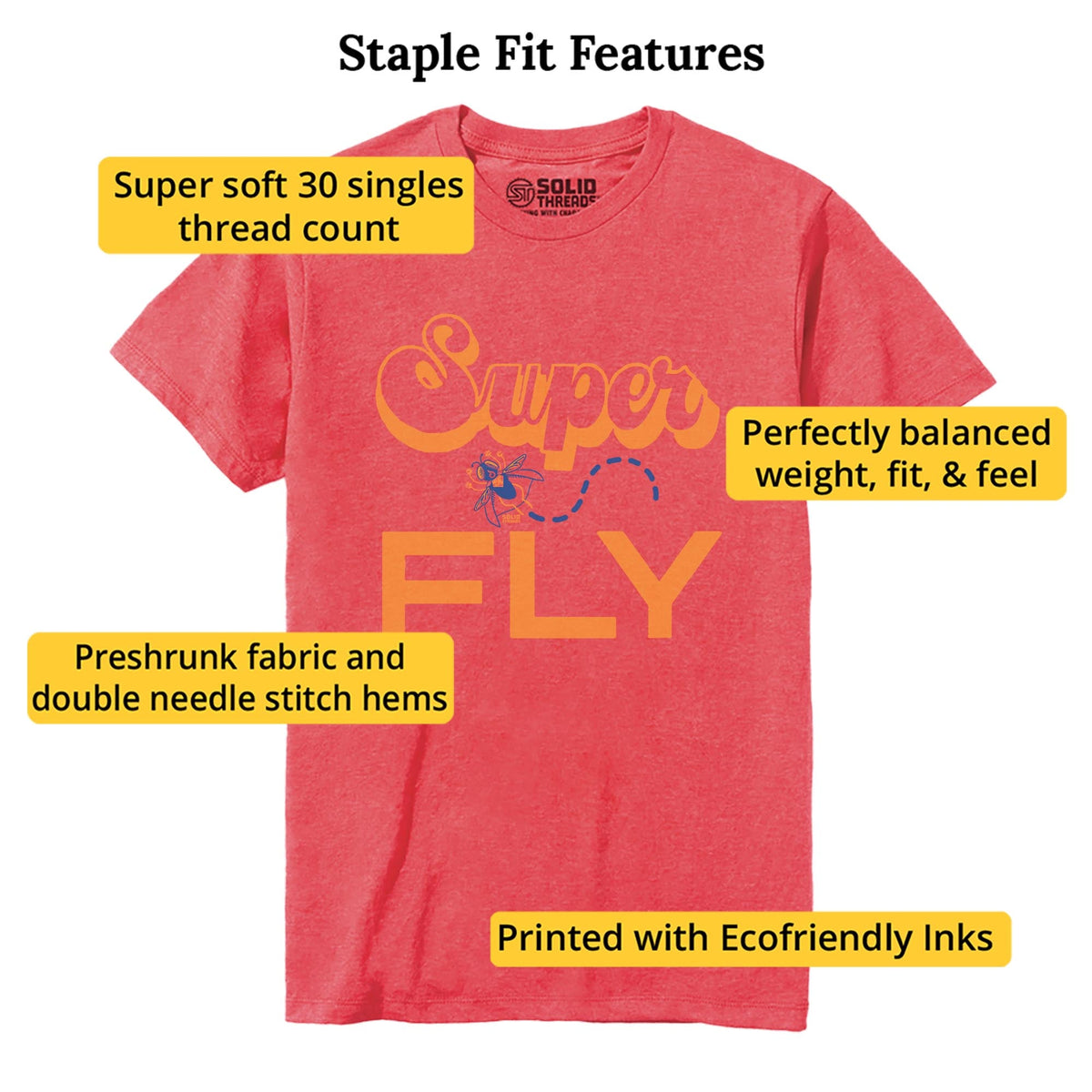 Superfly Vintage Staple T-shirt in Red Heather - Fit Attributes