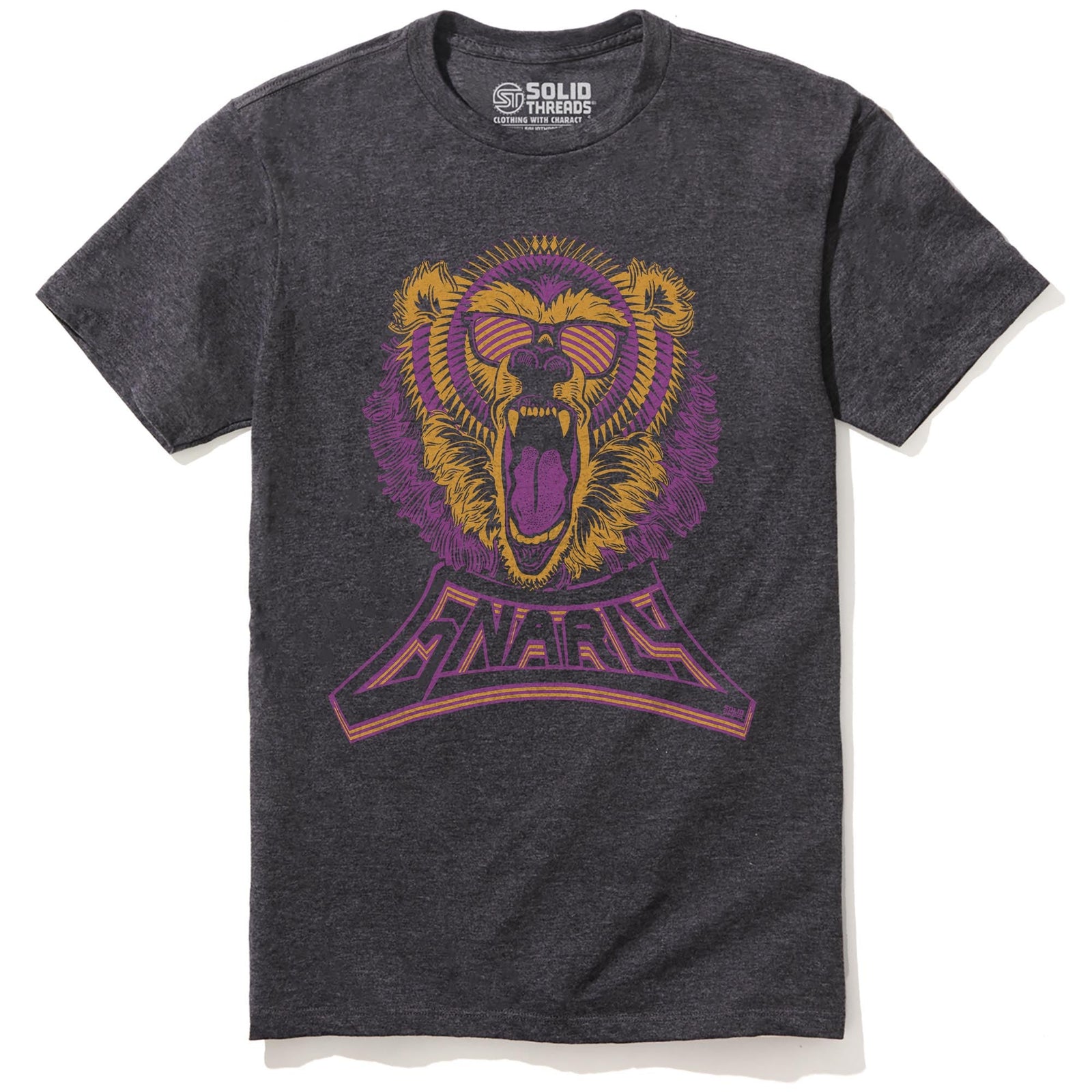 Gnarly Bear Cool Staple T-shirt in Charcoal Heather - Front View