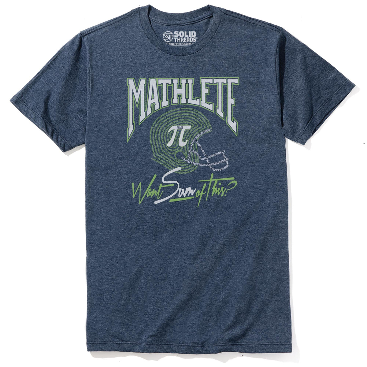 Mathlete Want Sum Of This Vintage Staple T-shirt in Navy Heather - Front View