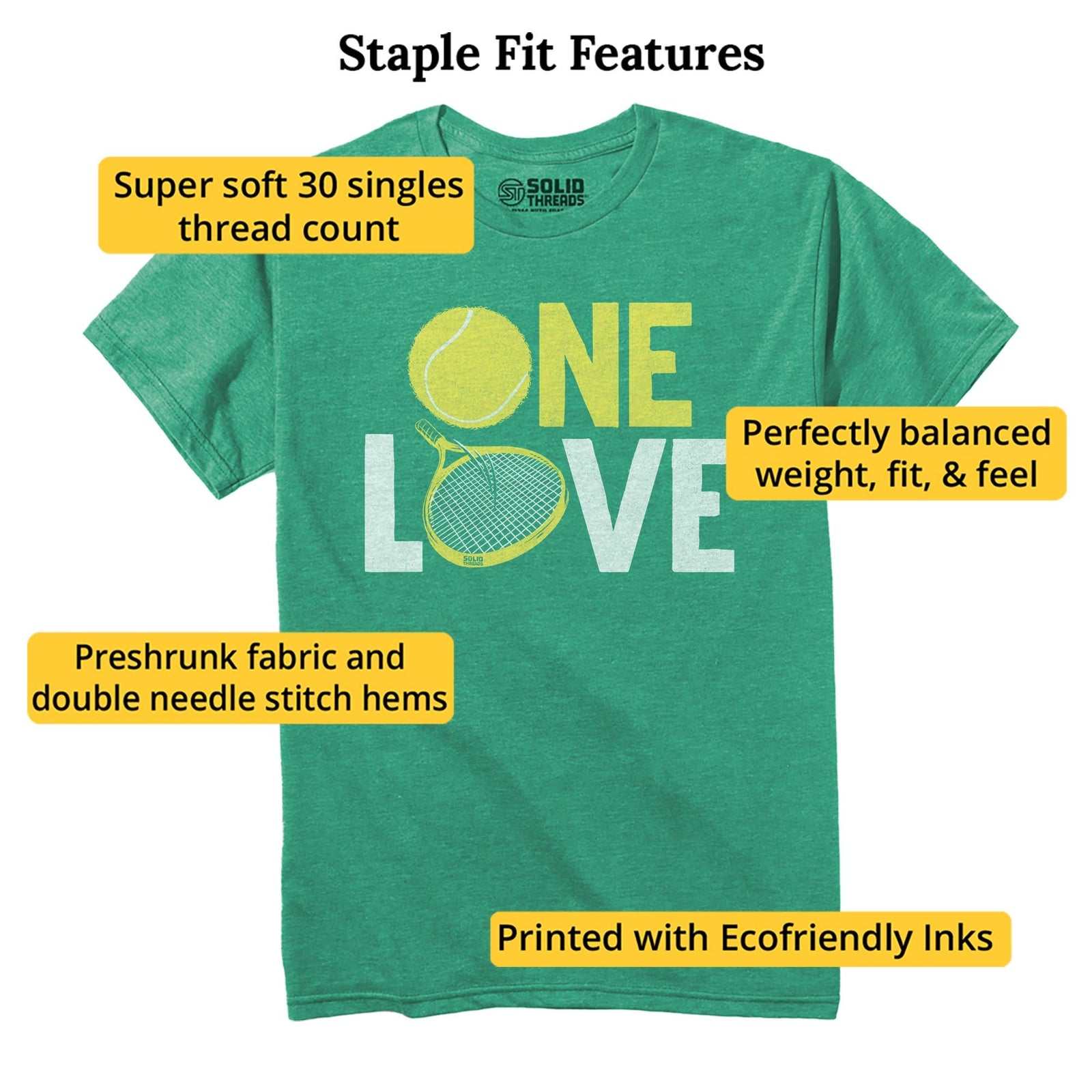 One Love Cool Staple T-shirt in Kelly Heather - Fit Attributes