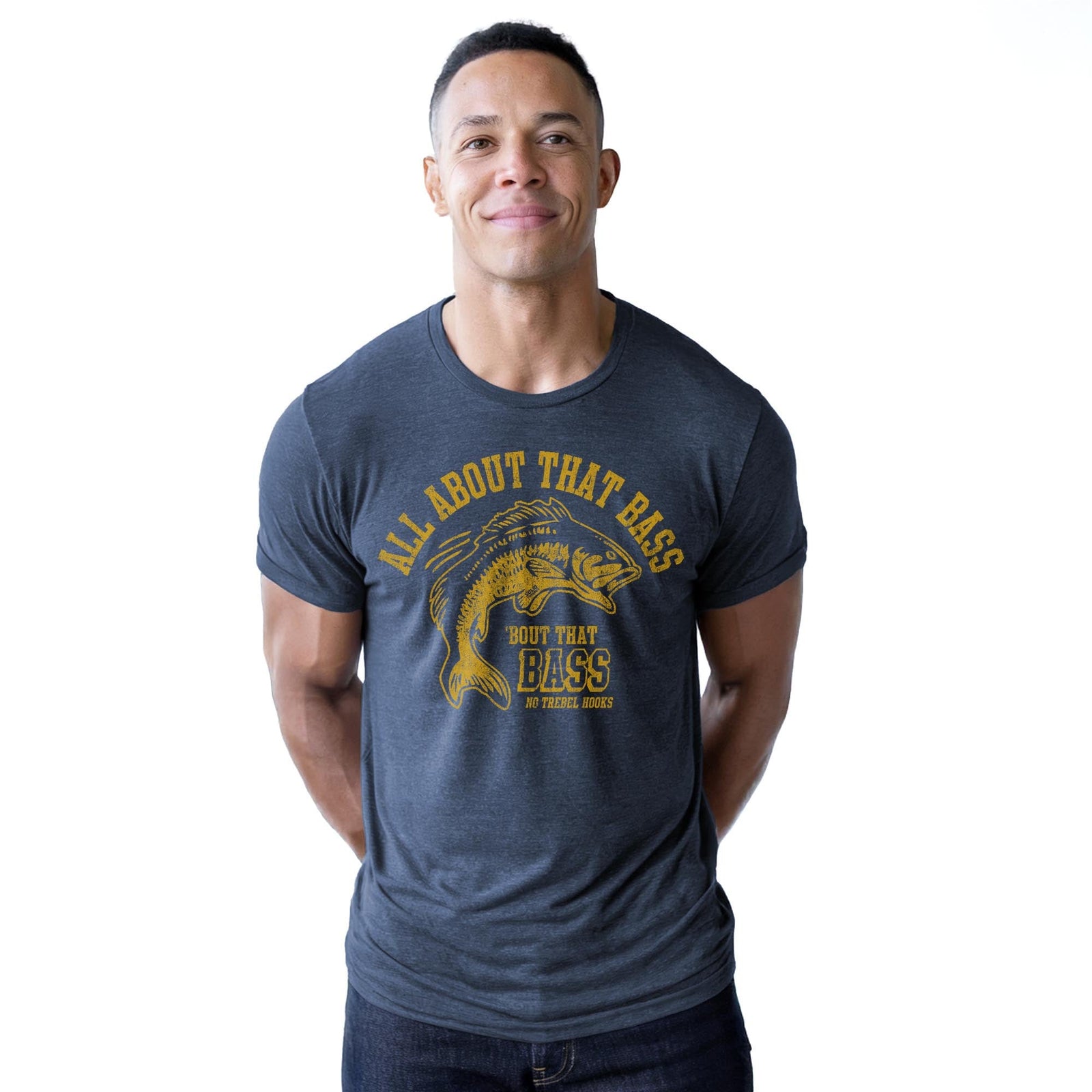 All About That Bass Vintage Staple T-shirt in Navy Heather On Model - Front View