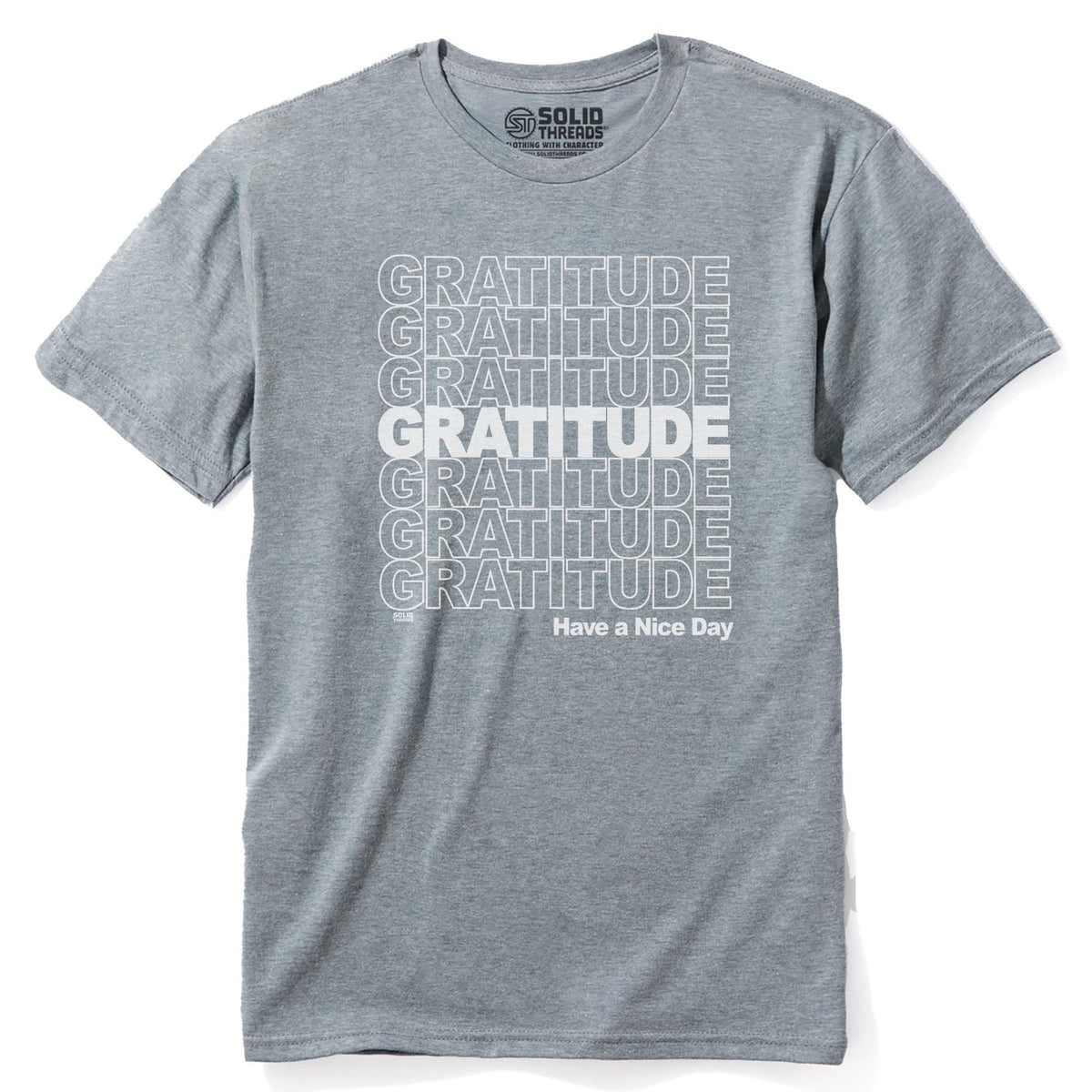 Gratitude Cool Staple T-shirt in Ash Heather - Front View