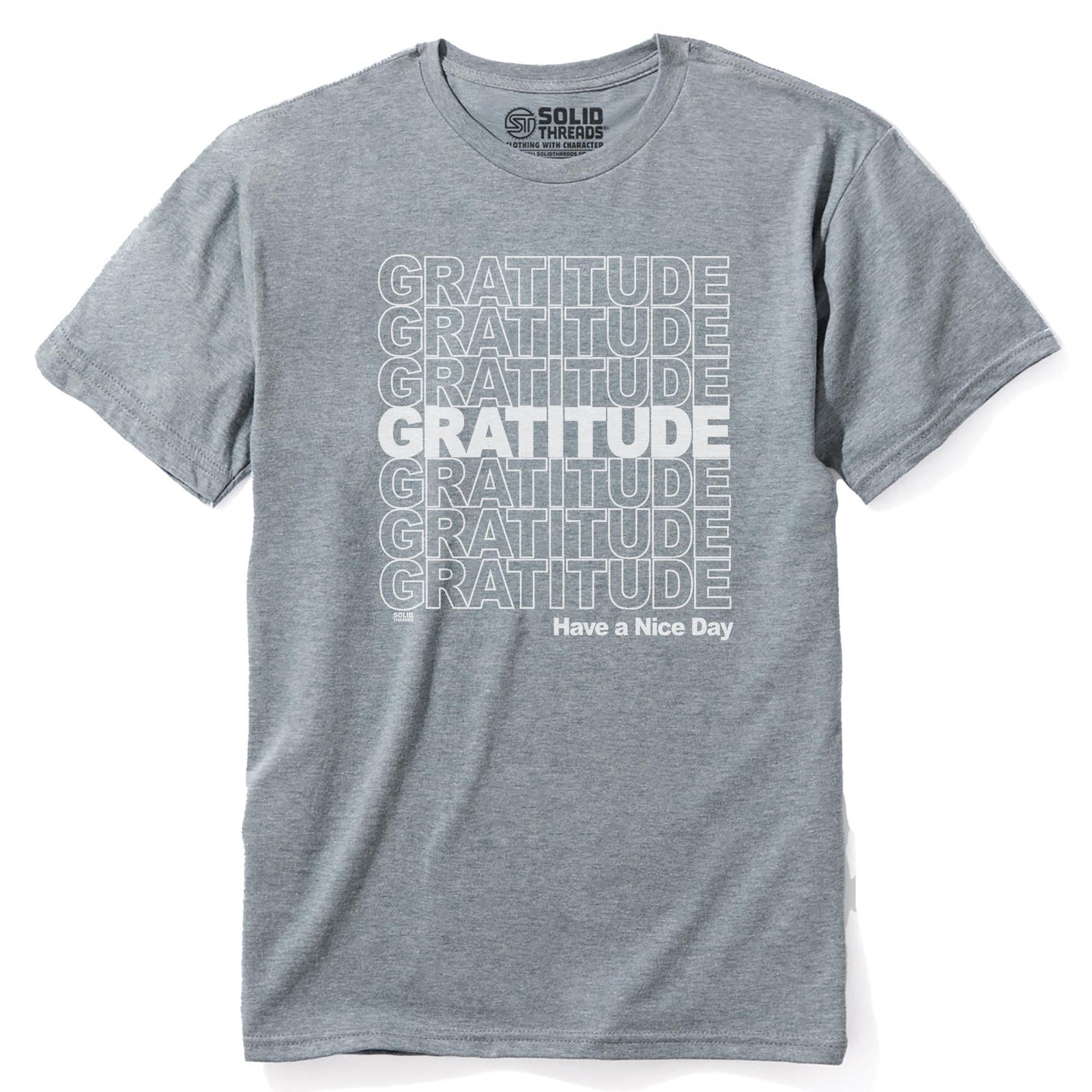 Gratitude Cool Staple T-shirt in Ash Heather - Front View