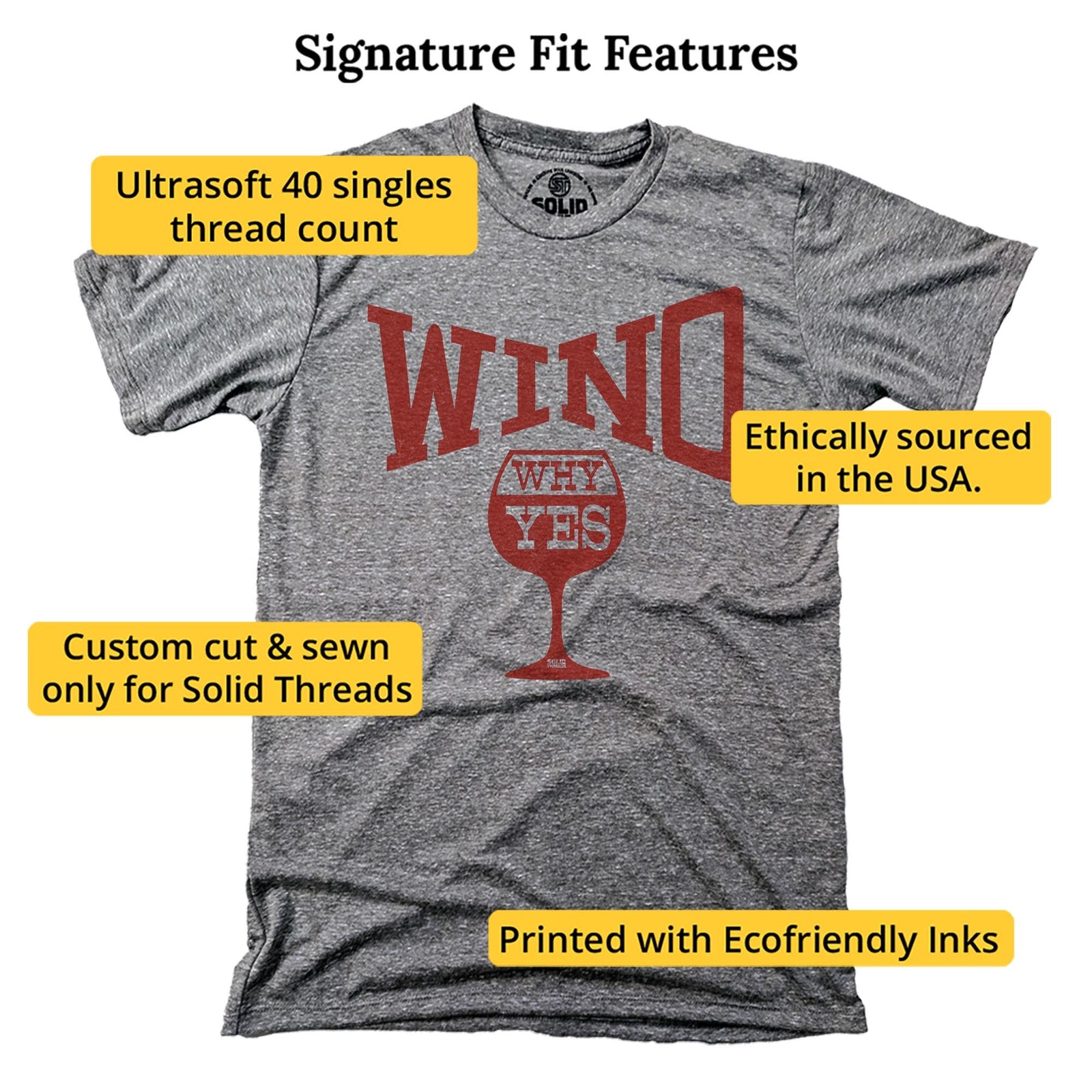 Men's Wino...Why Yes Cool Drinking Graphic T-Shirt | Vintage Vineyard Tee | Solid Threads