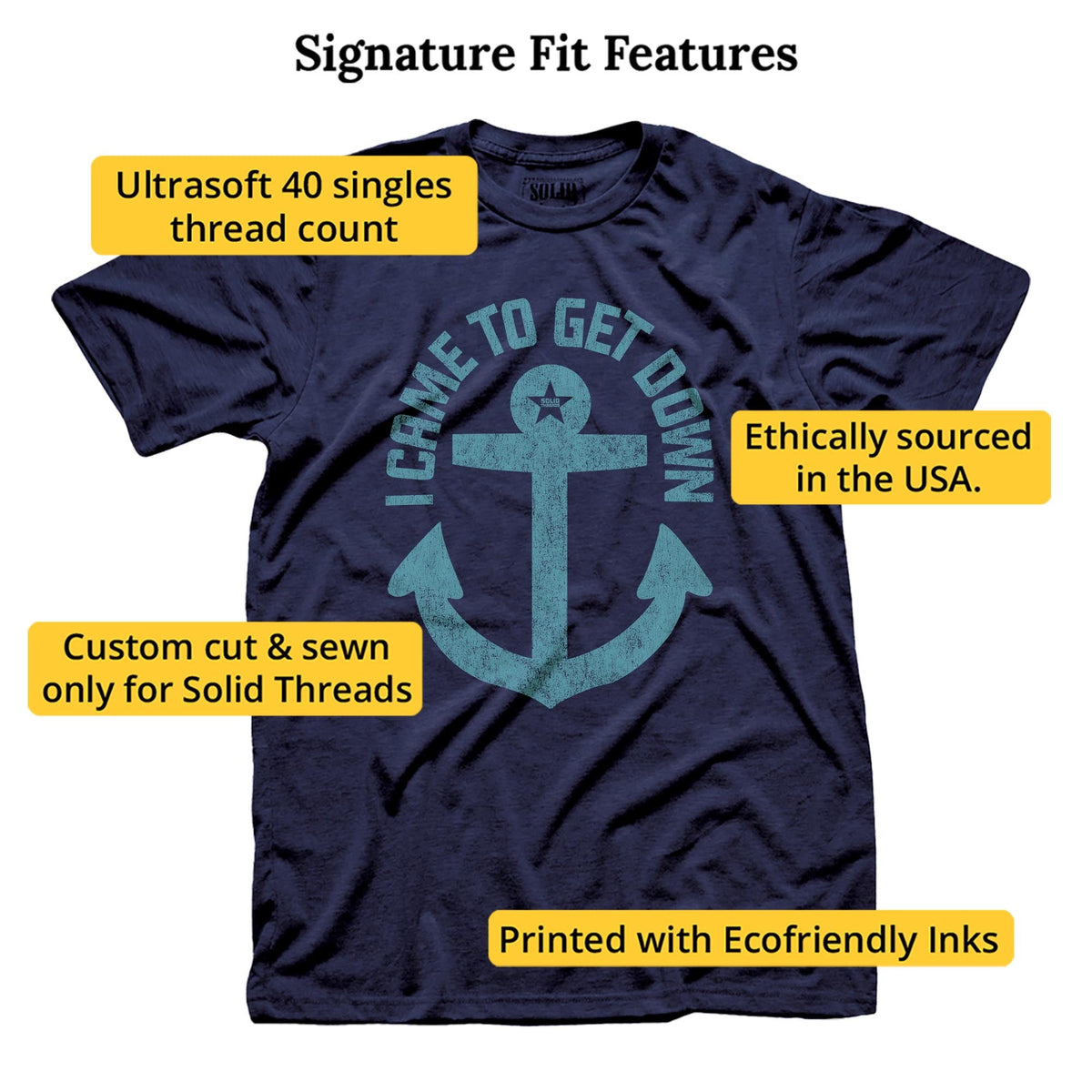 I Came To Get Down Vintage Signature T-shirt in Navy - Fit Attributes