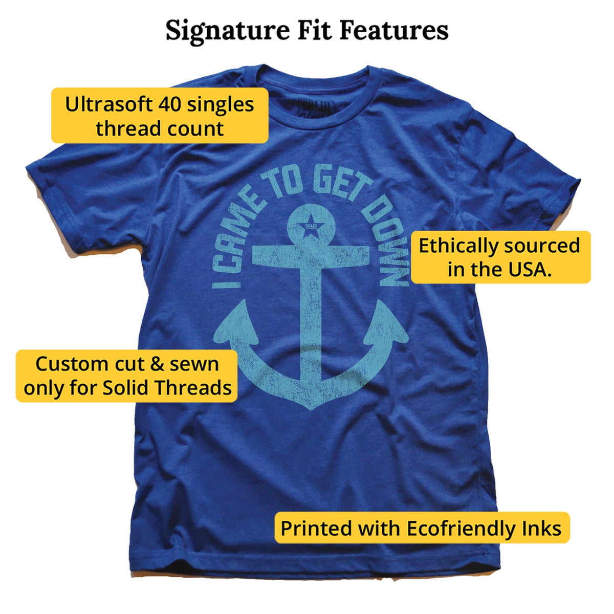 I Came To Get Down Vintage Signature T-shirt in Royal - Fit Attributes