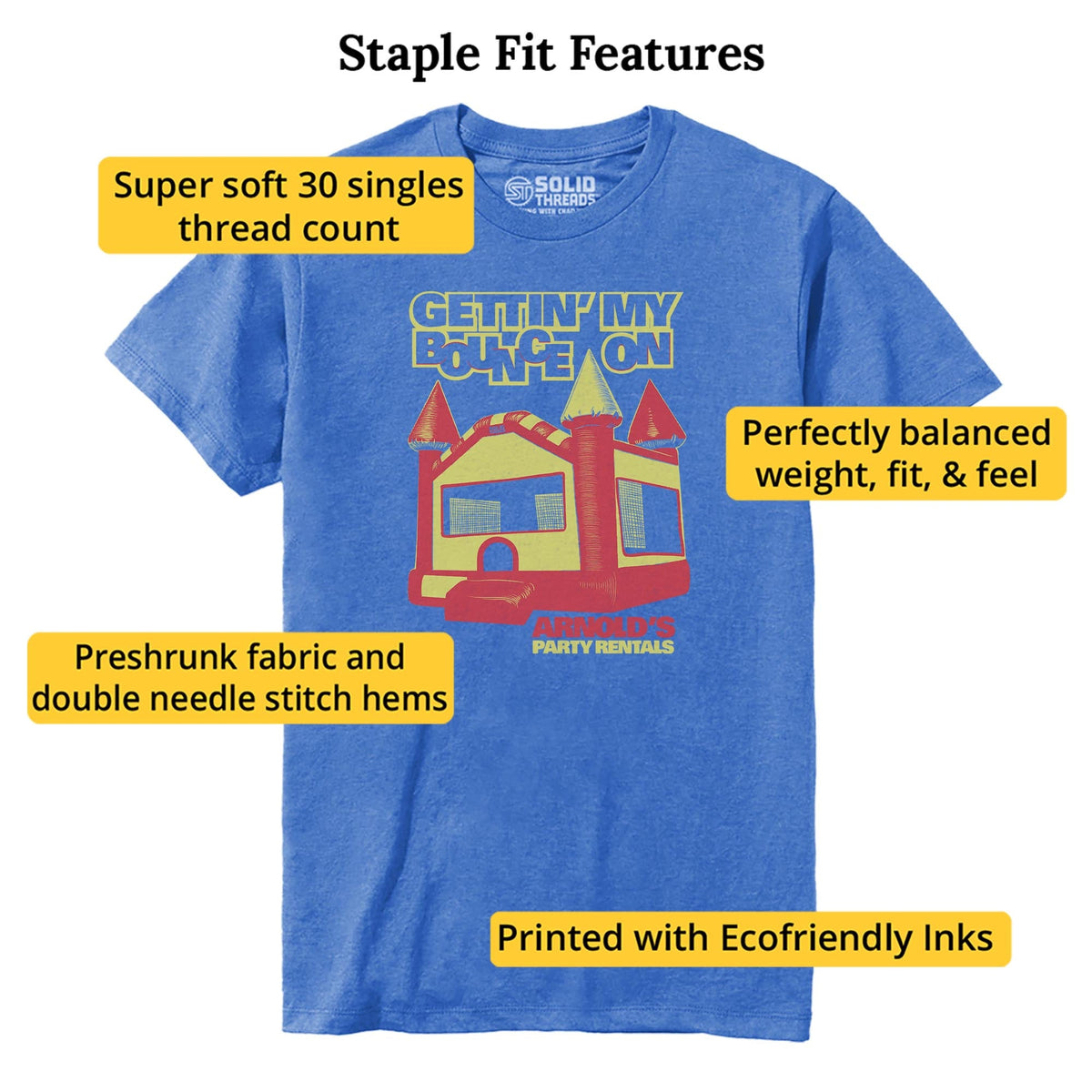 Gettin My Bounce On Vintage Staple T-shirt in Royal Heather - Fit Attributes