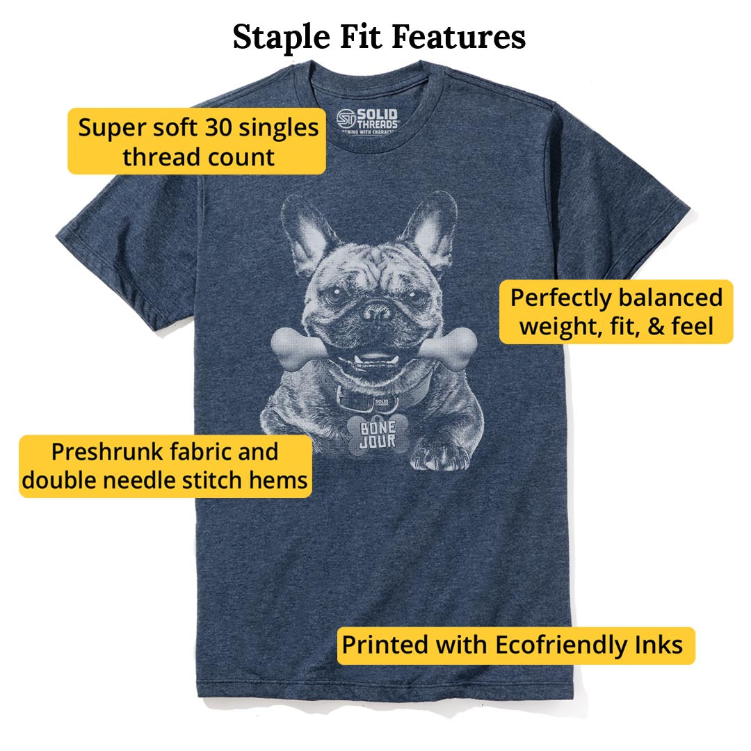Bone Jour Vintage Staple T-shirt in Navy Heather - Fit Attributes