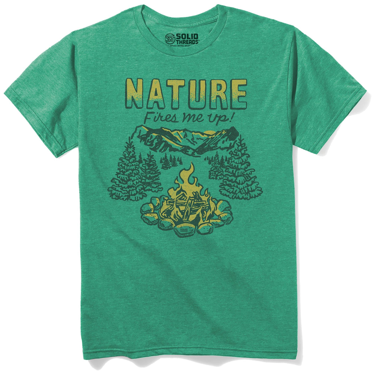 Nature Fires Me Up Vintage Staple T-shirt in Kelly Heather - Front View