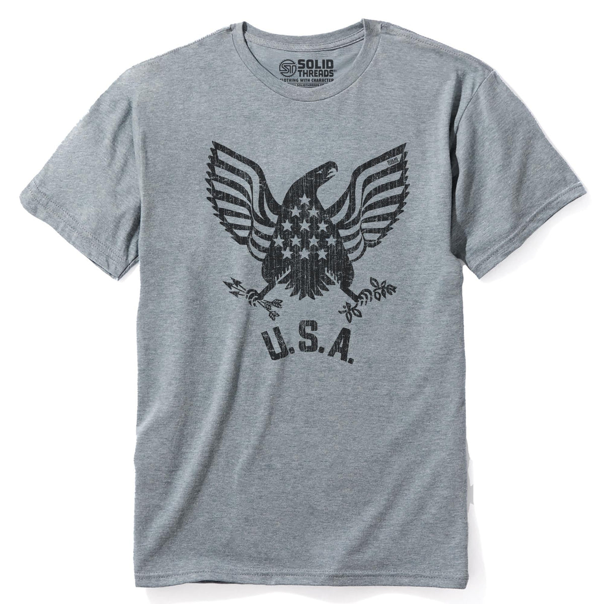 Usa Eagle Cool Staple T-shirt in Ash Heather - Front View
