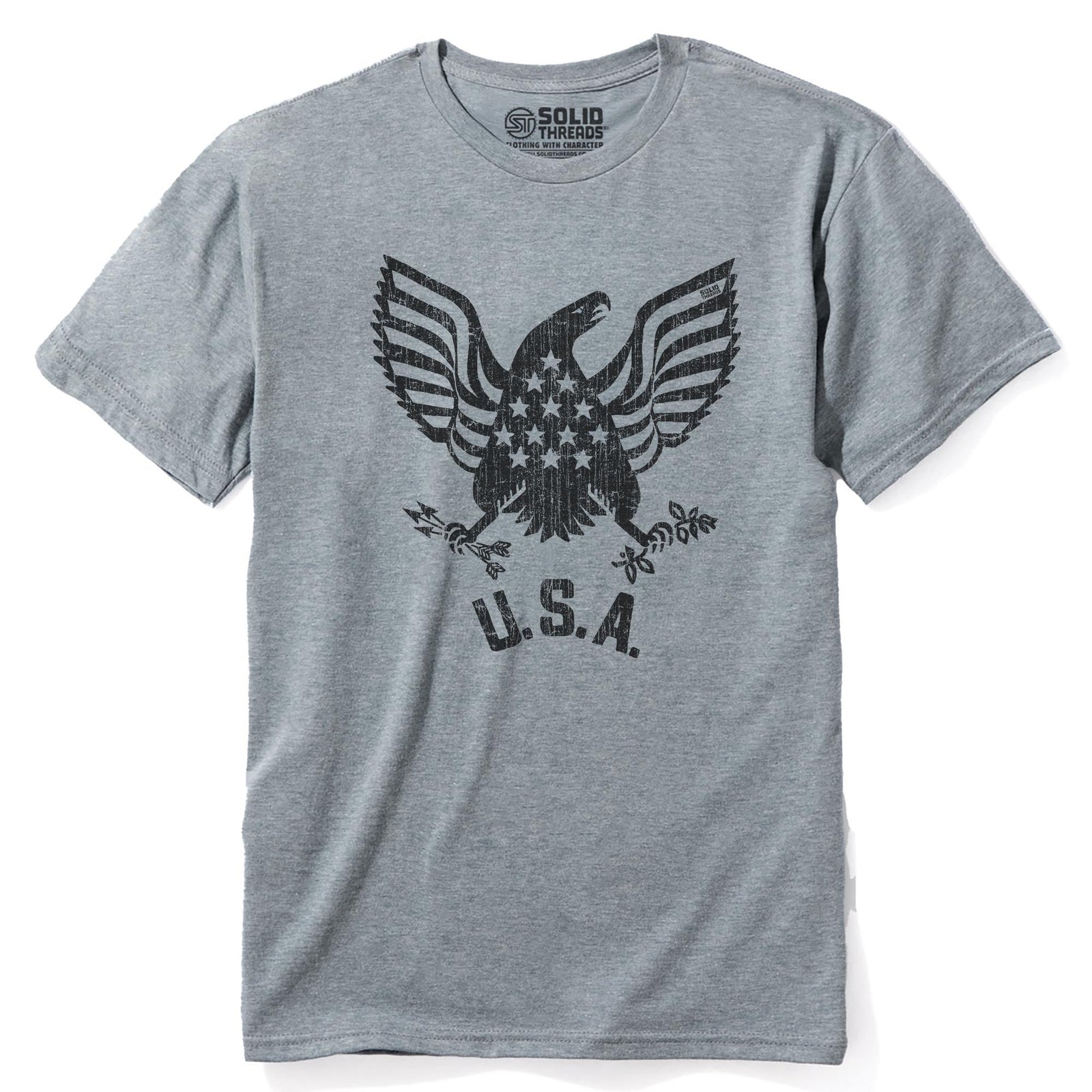 Usa Eagle Cool Staple T-shirt in Ash Heather - Front View