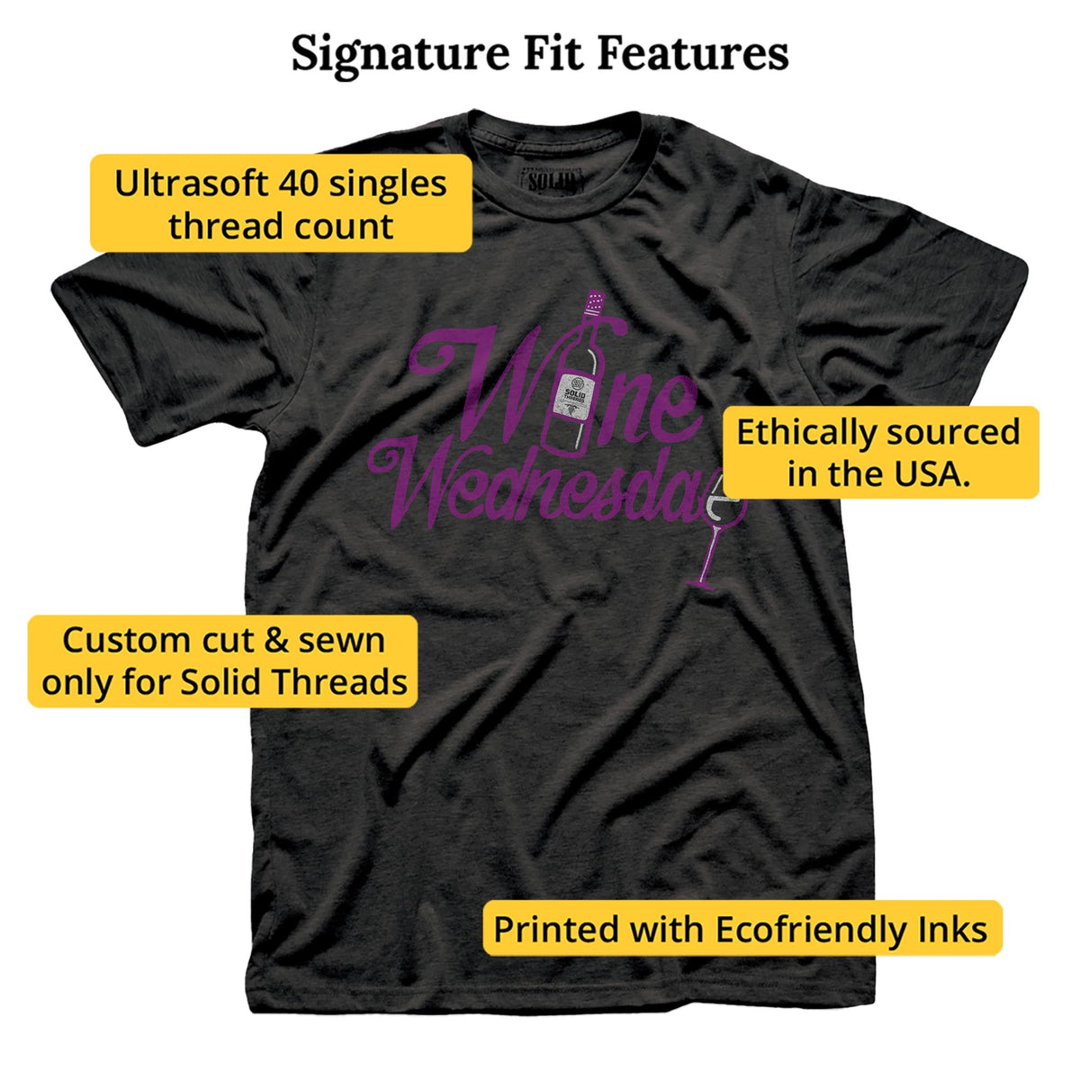 Wine Wednesday Cool Signature T-shirt in Dark Charcoal - Fit Attributes
