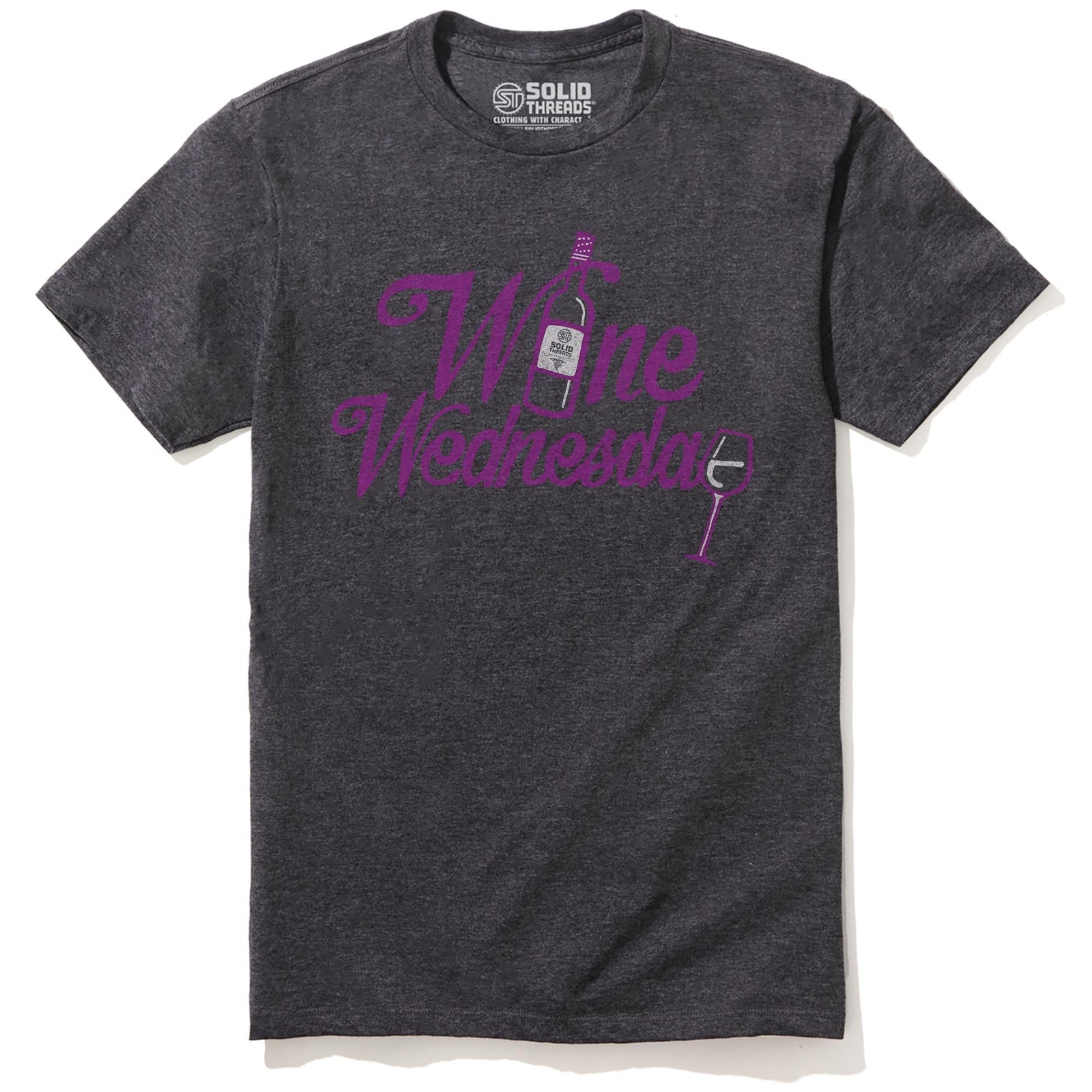 Wine Wednesday Cool Staple T-shirt in Charcoal Heather - Front View