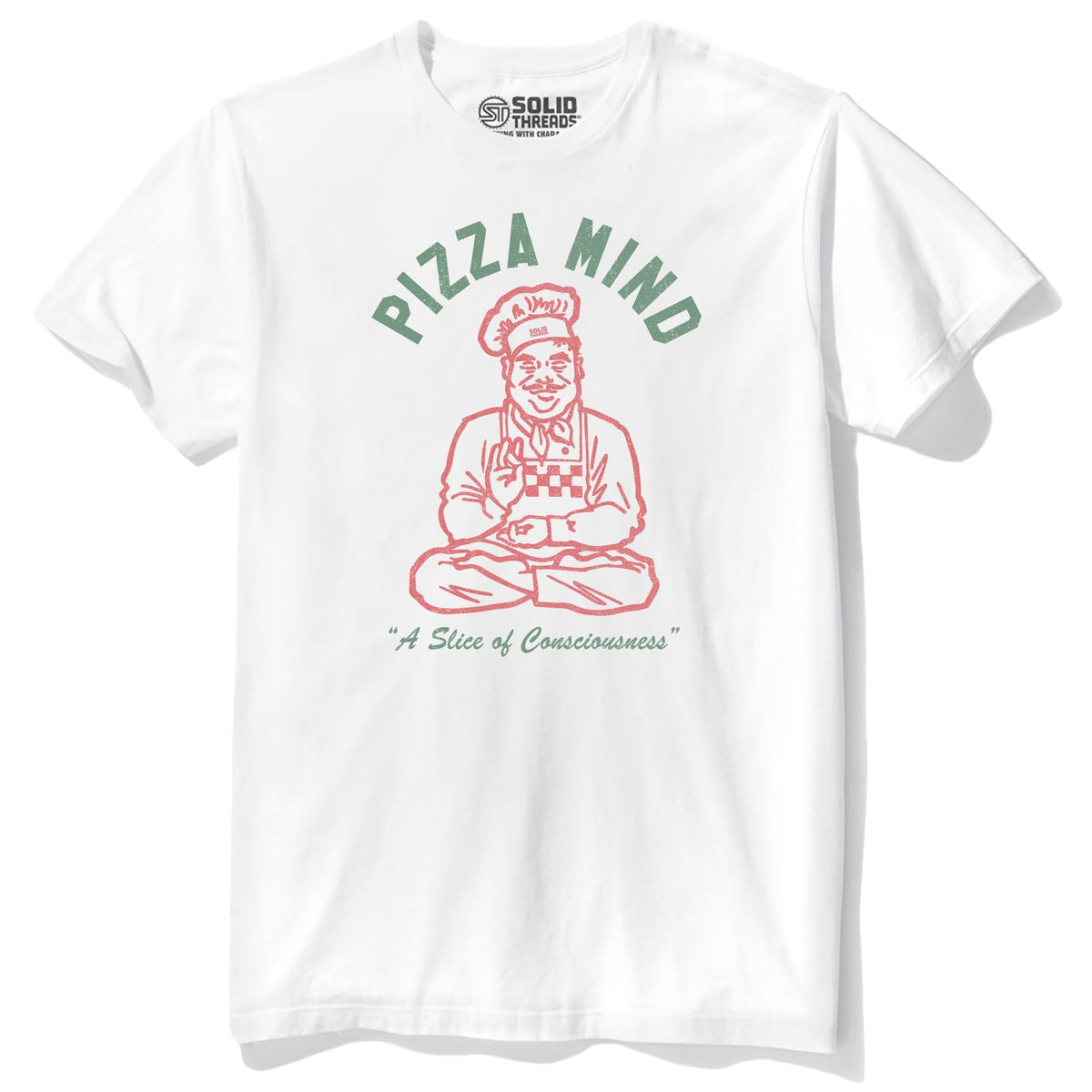 Pizza Mind Vintage Staple T-shirt in White - Front View
