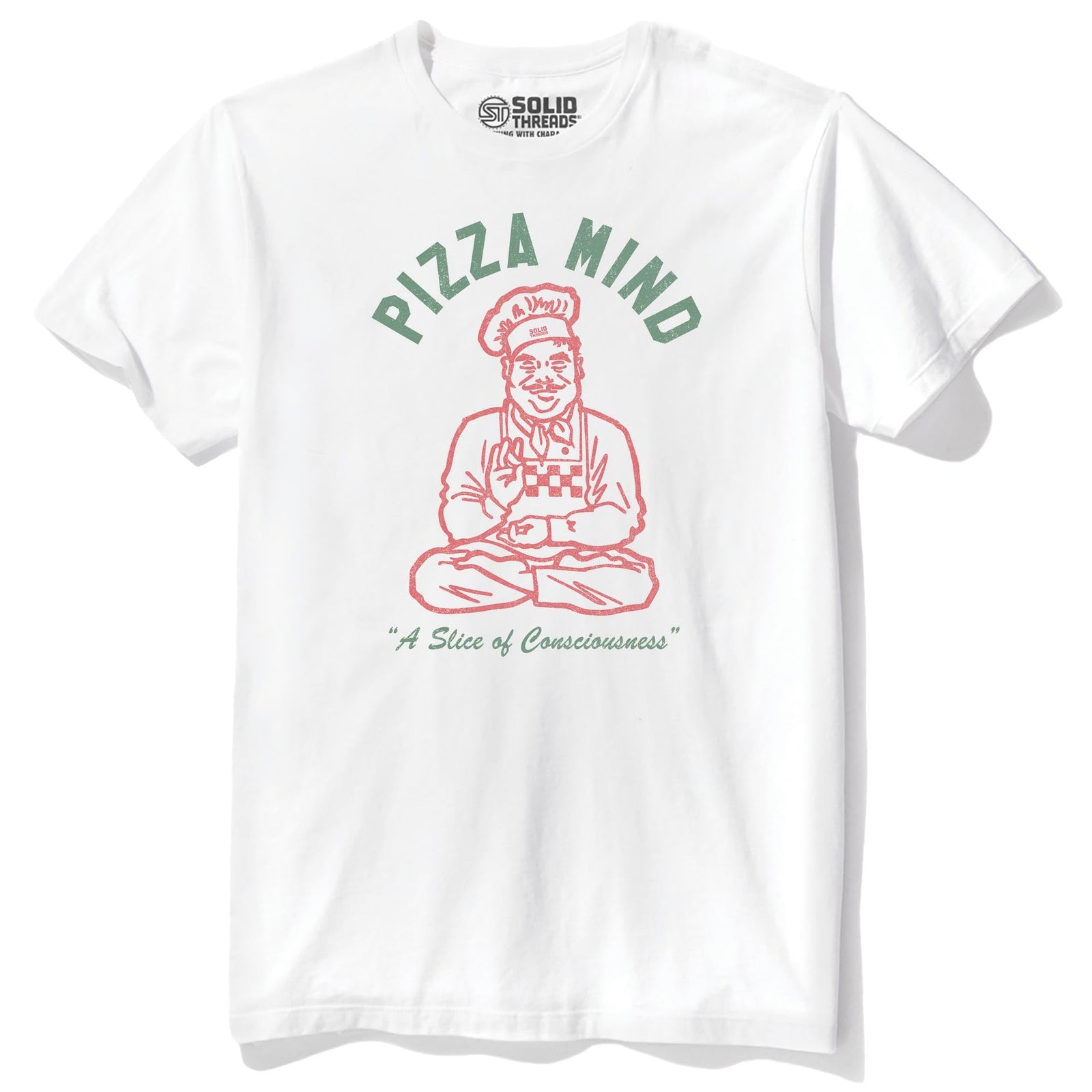 Pizza Mind Vintage Staple T-shirt in White - Front View