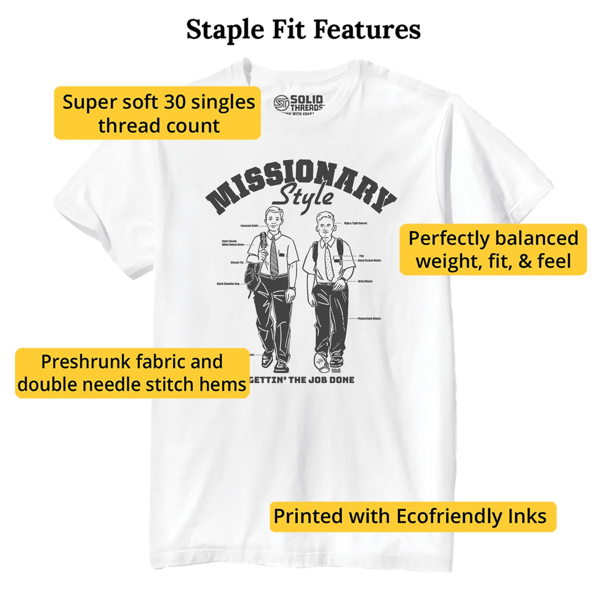 Missionary Style Vintage Staple T-shirt in White - Fit Attributes