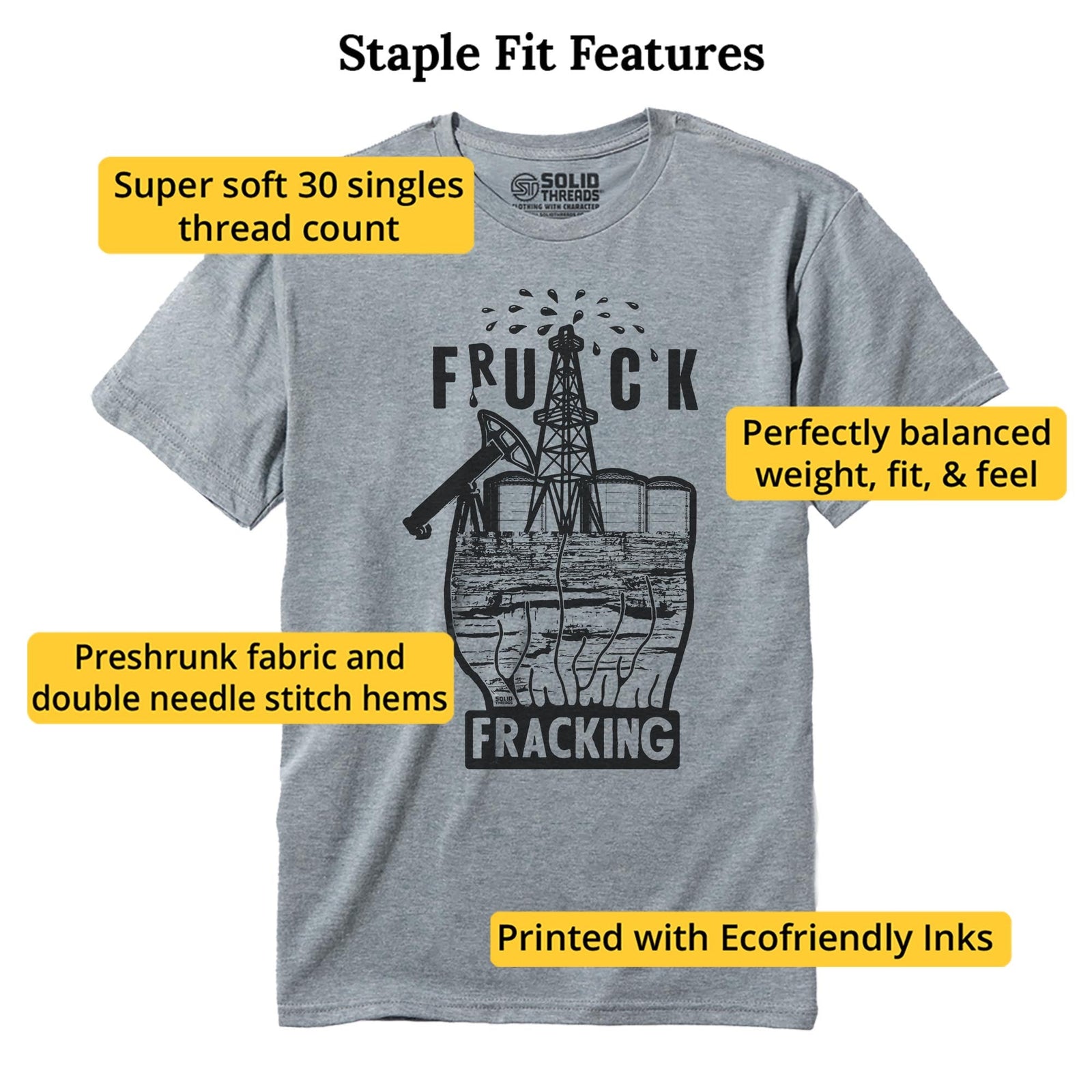 Fruck Fracking Vintage Staple T-shirt in Ash Heather - Fit Attributes
