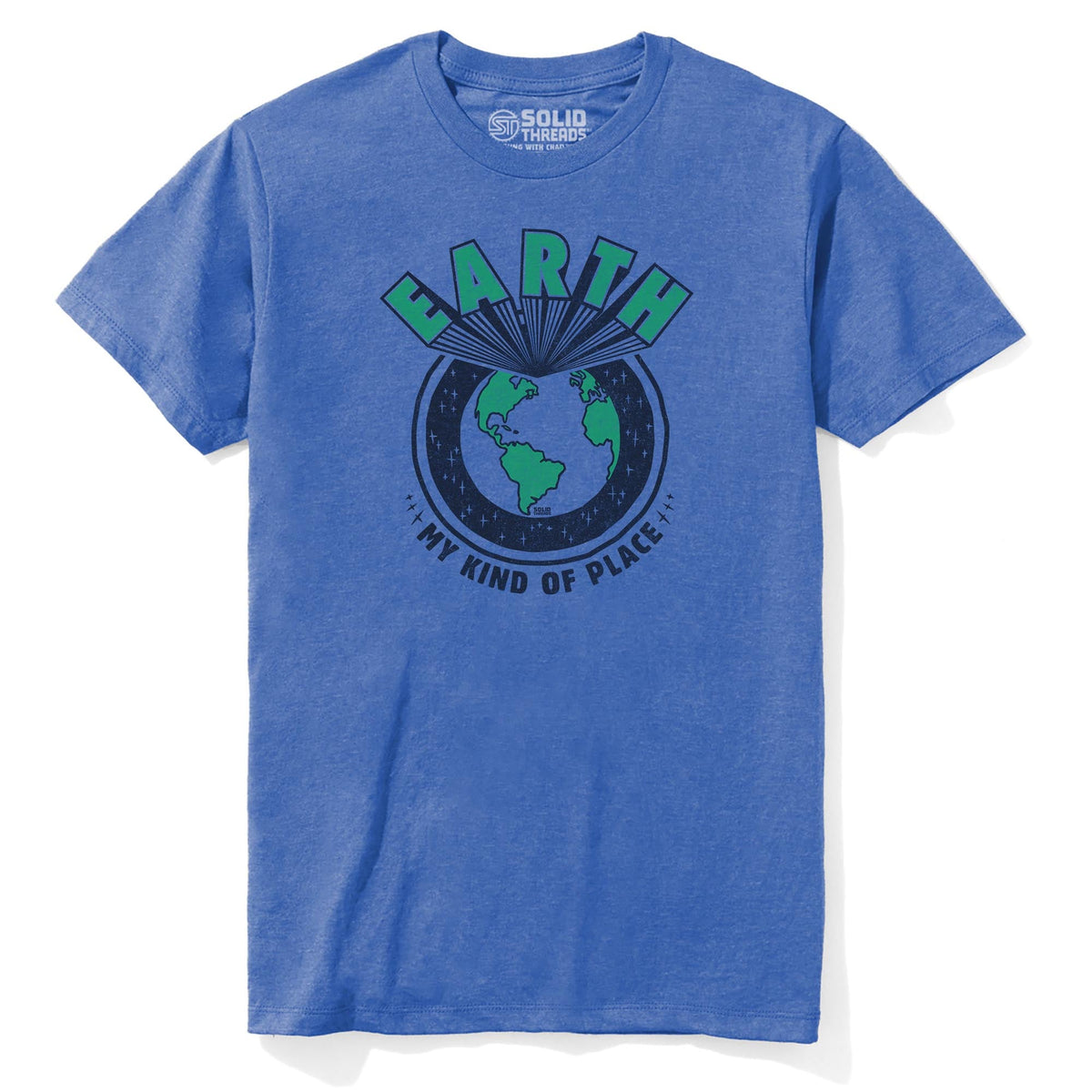 Earth My Kind Of Place Funny Staple T-shirt in Royal Heather - Front View