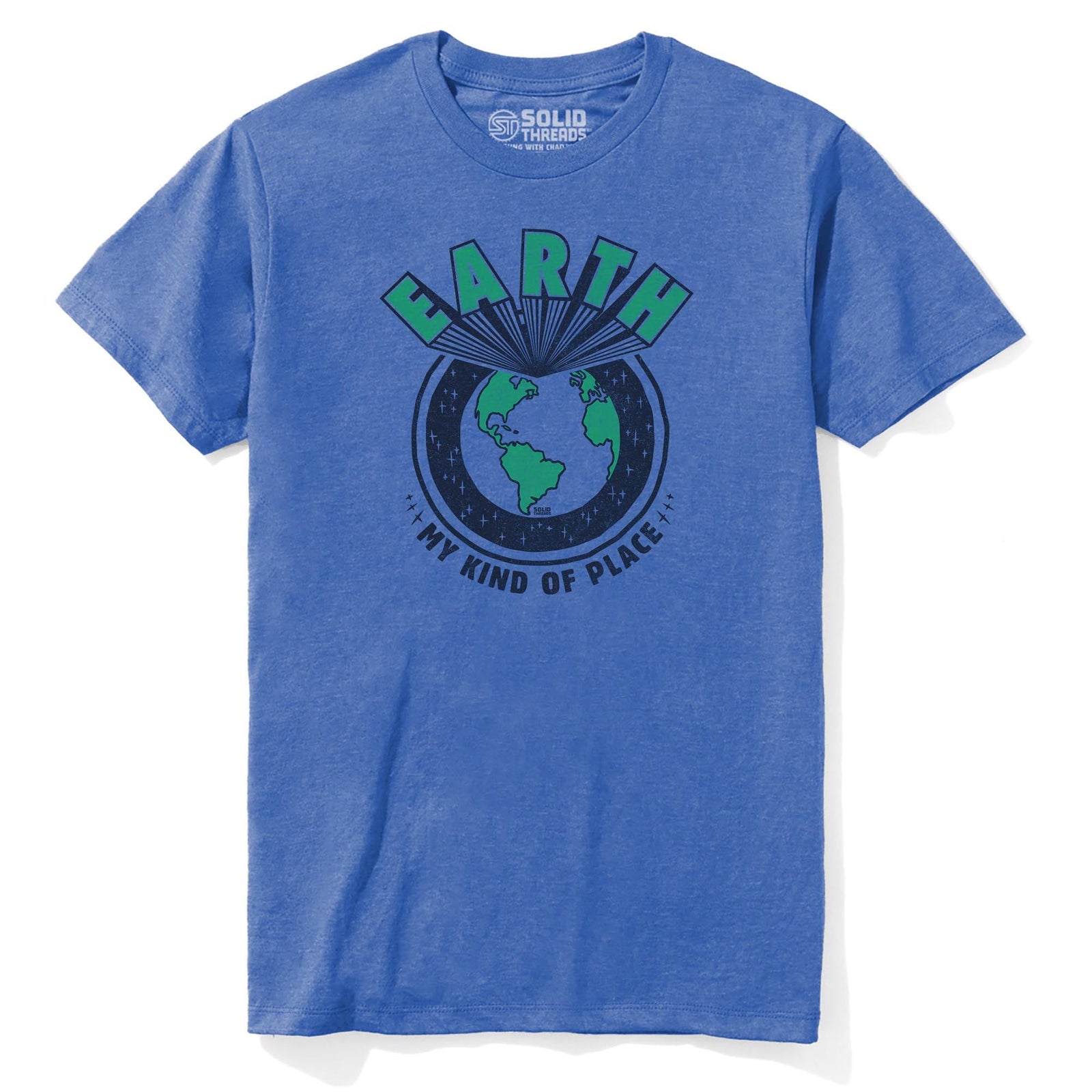 Earth My Kind Of Place Funny Staple T-shirt in Royal Heather - Front View