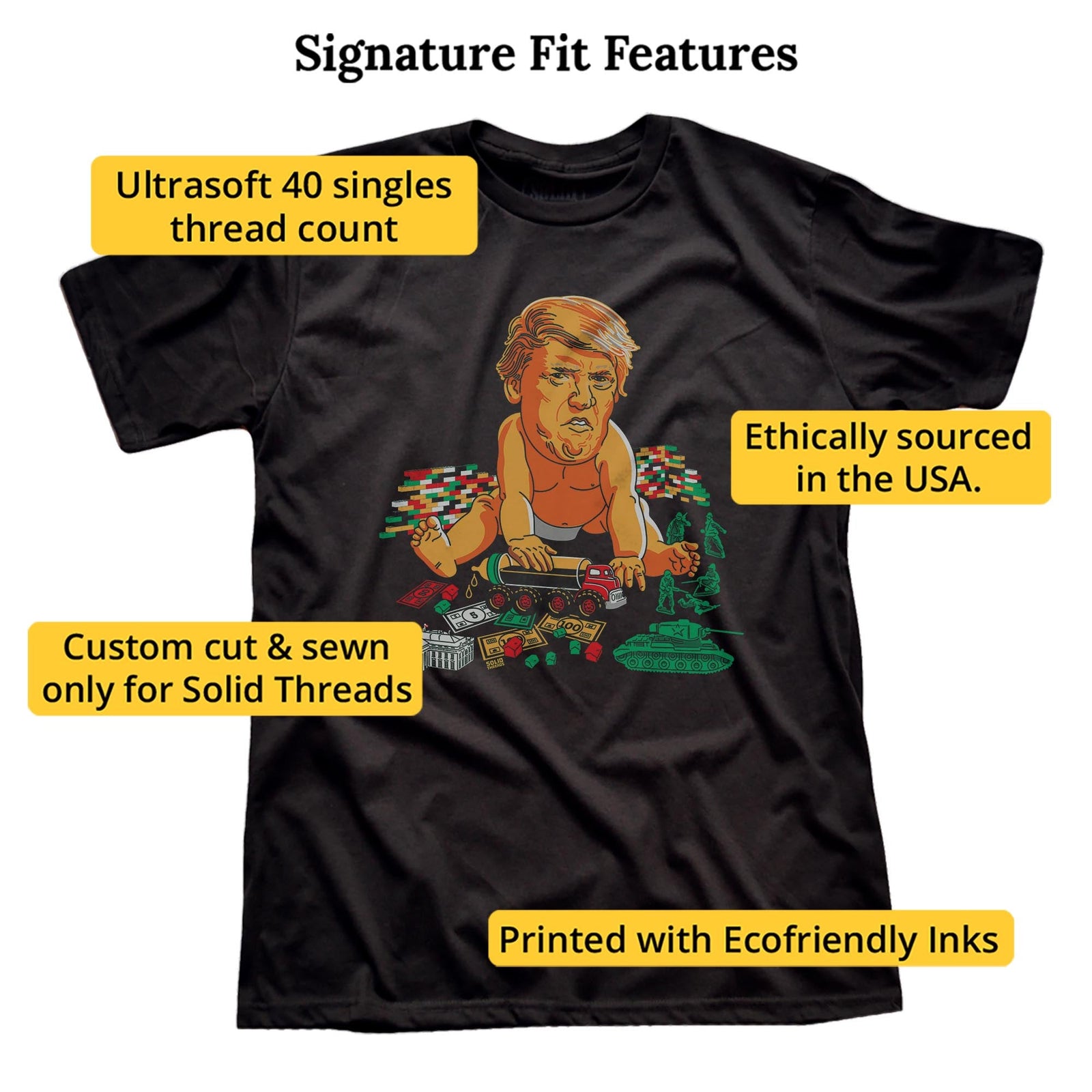 Baby Trump Vintage Signature T-shirt in Black - Fit Attributes