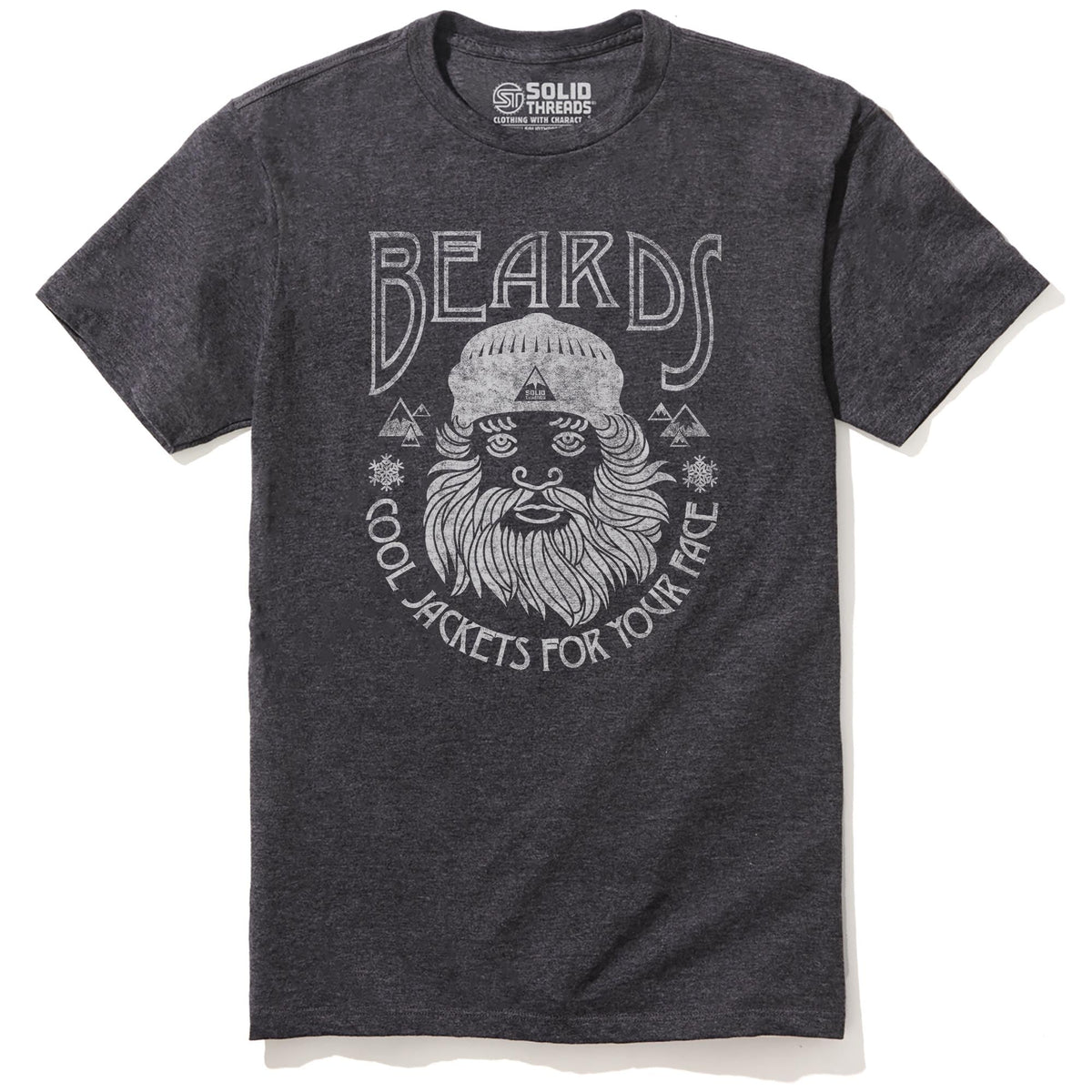Beards, Cool Jackets For Your Face Vintage Staple T-shirt in Charcoal Heather - Front View