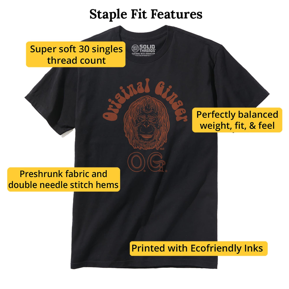 Original Ginger Cool Staple T-shirt in Black - Fit Attributes
