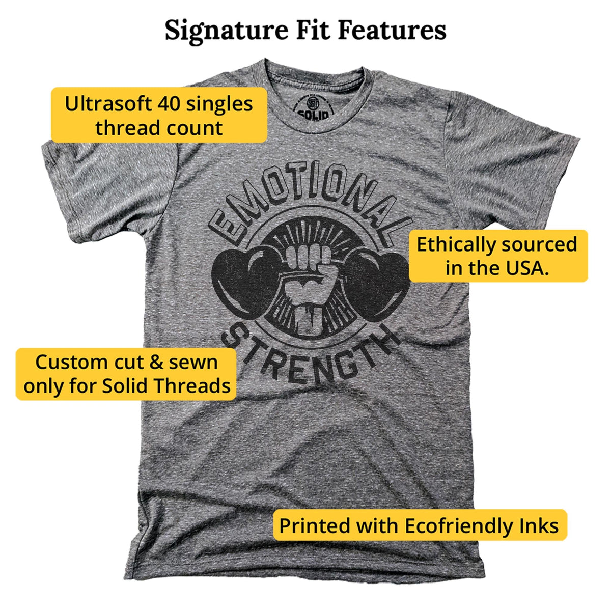 Emotional Strength Cool Signature T-shirt in Triblend Grey - Fit Attributes