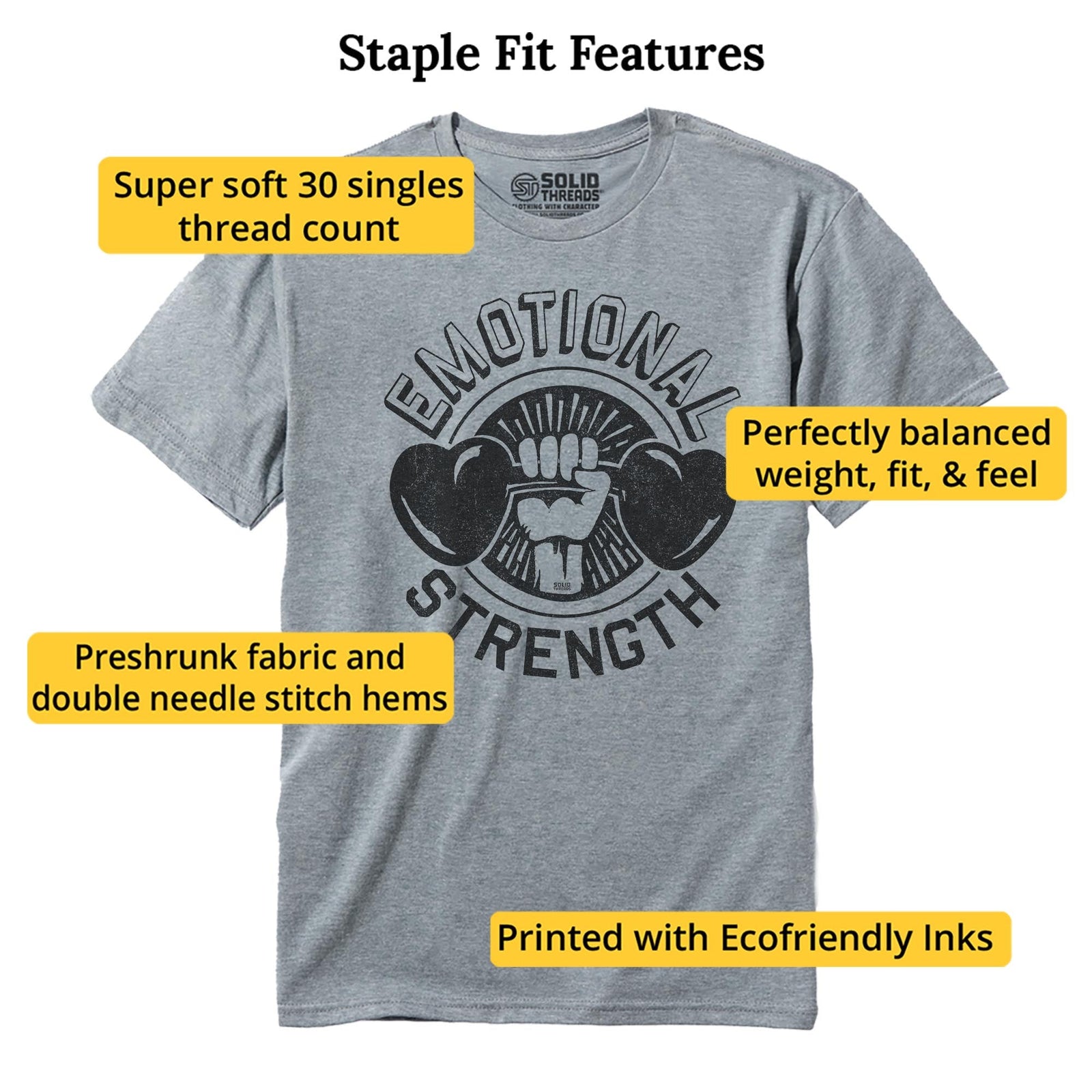 Emotional Strength Cool Staple T-shirt in Ash Heather - Fit Attributes