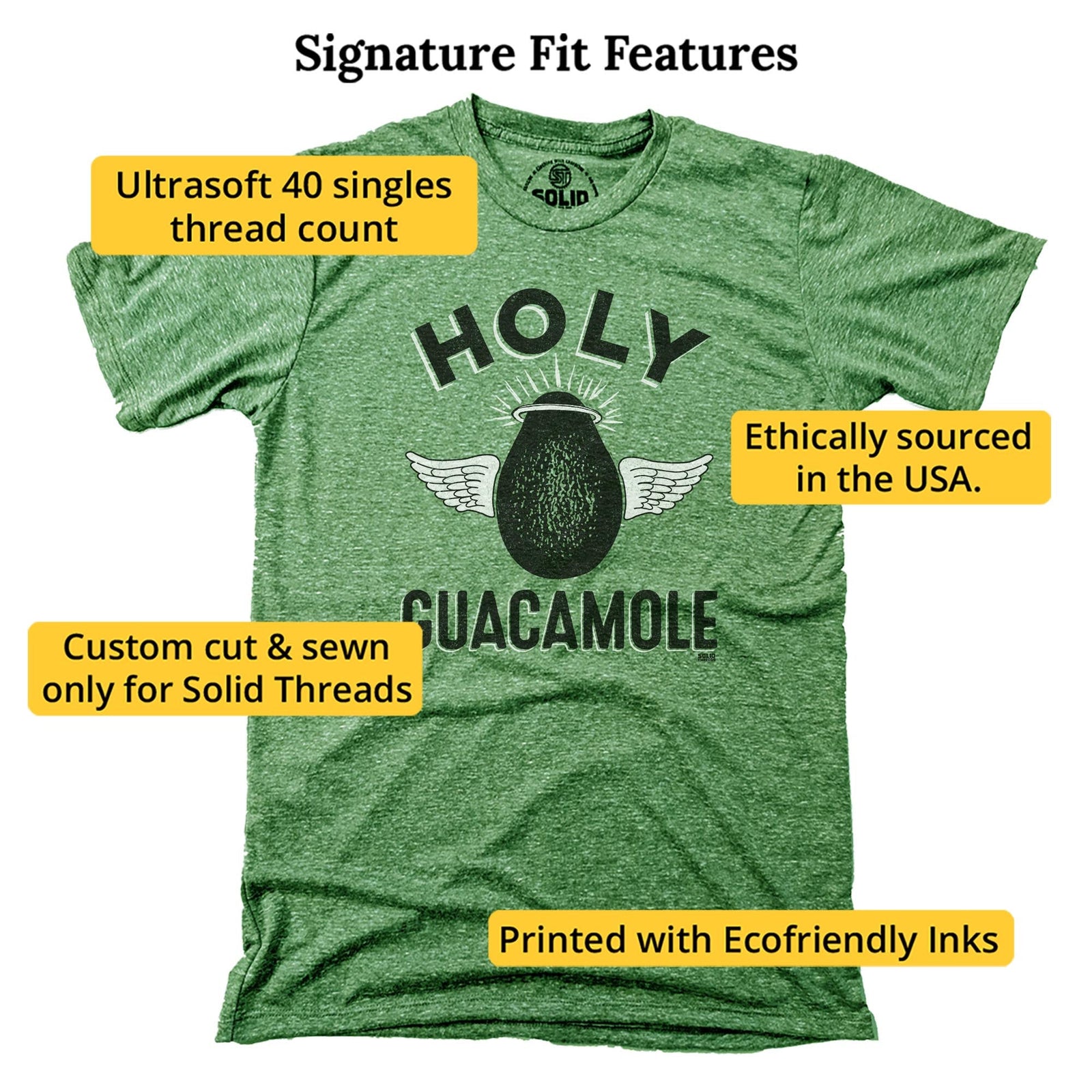 Holy Guacamole Vintage Signature T-shirt in Triblend Kelly - Fit Attributes