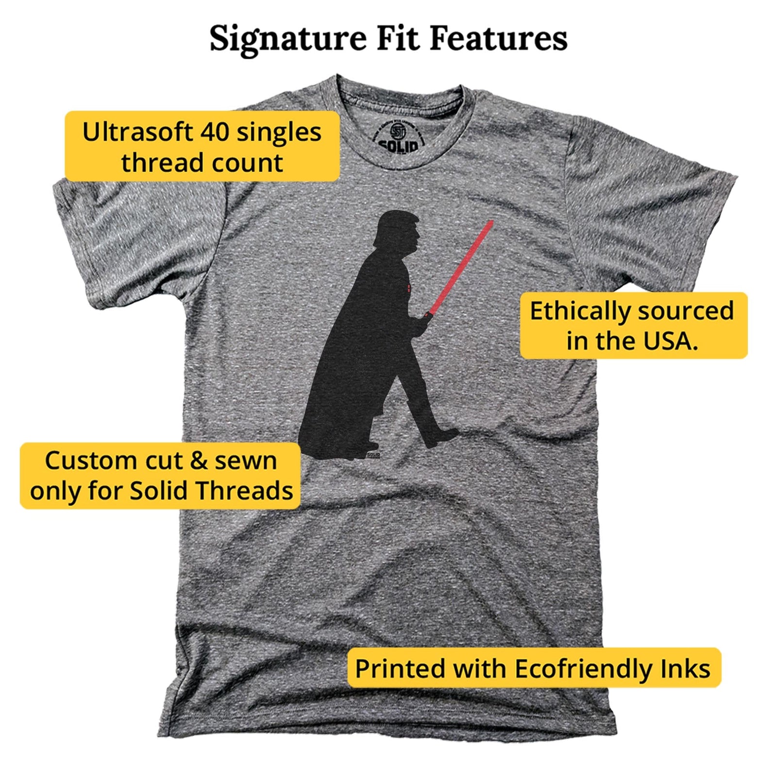 Trump Vader Vintage Signature T-shirt in Triblend Grey - Fit Attributes