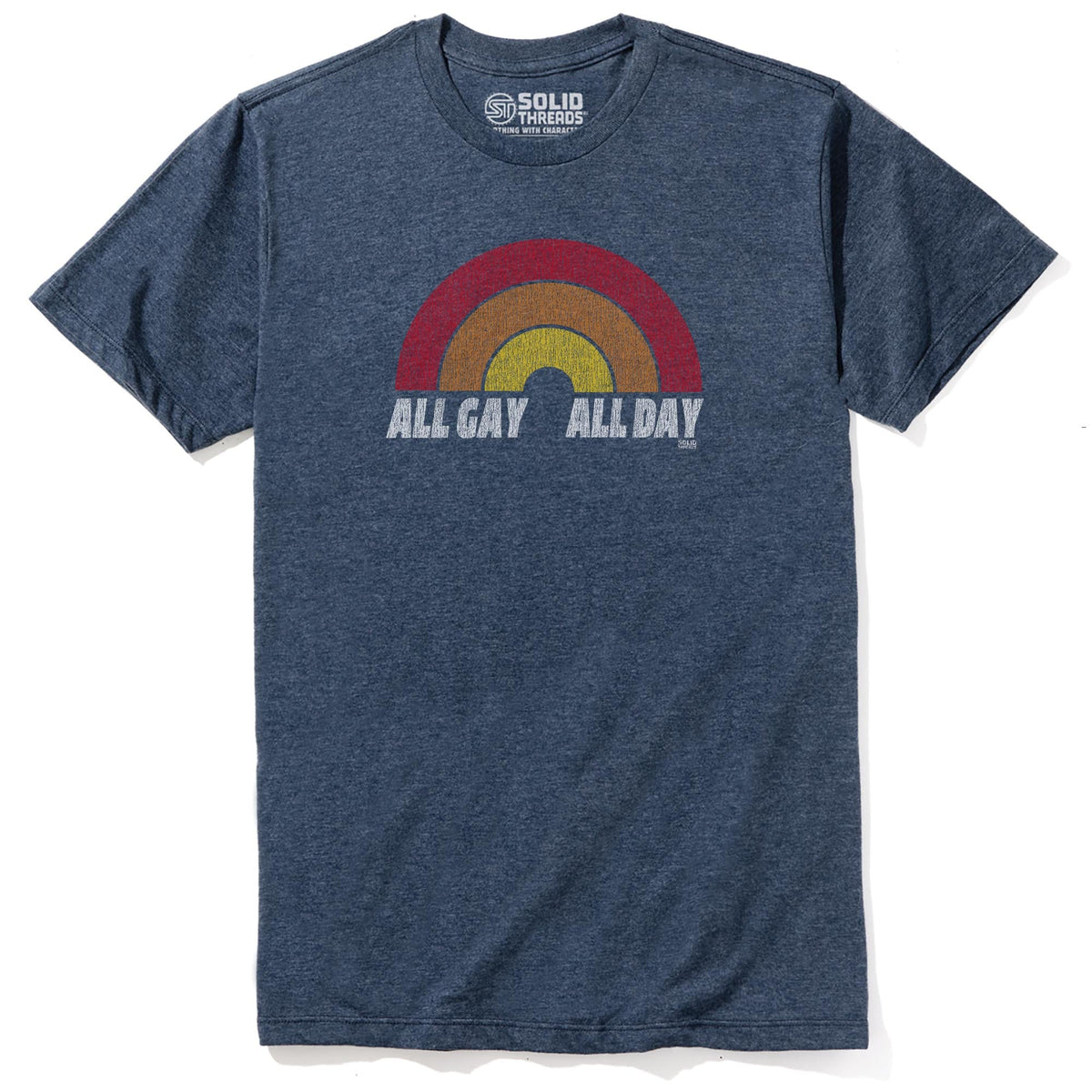 All Gay All Day Vintage Staple T-shirt in Navy Heather - Front View