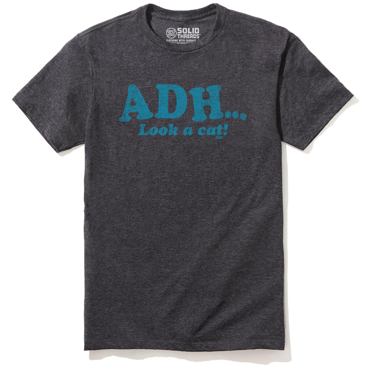Adh….look A Cat! Vintage Staple T-shirt in Charcoal Heather - Front View