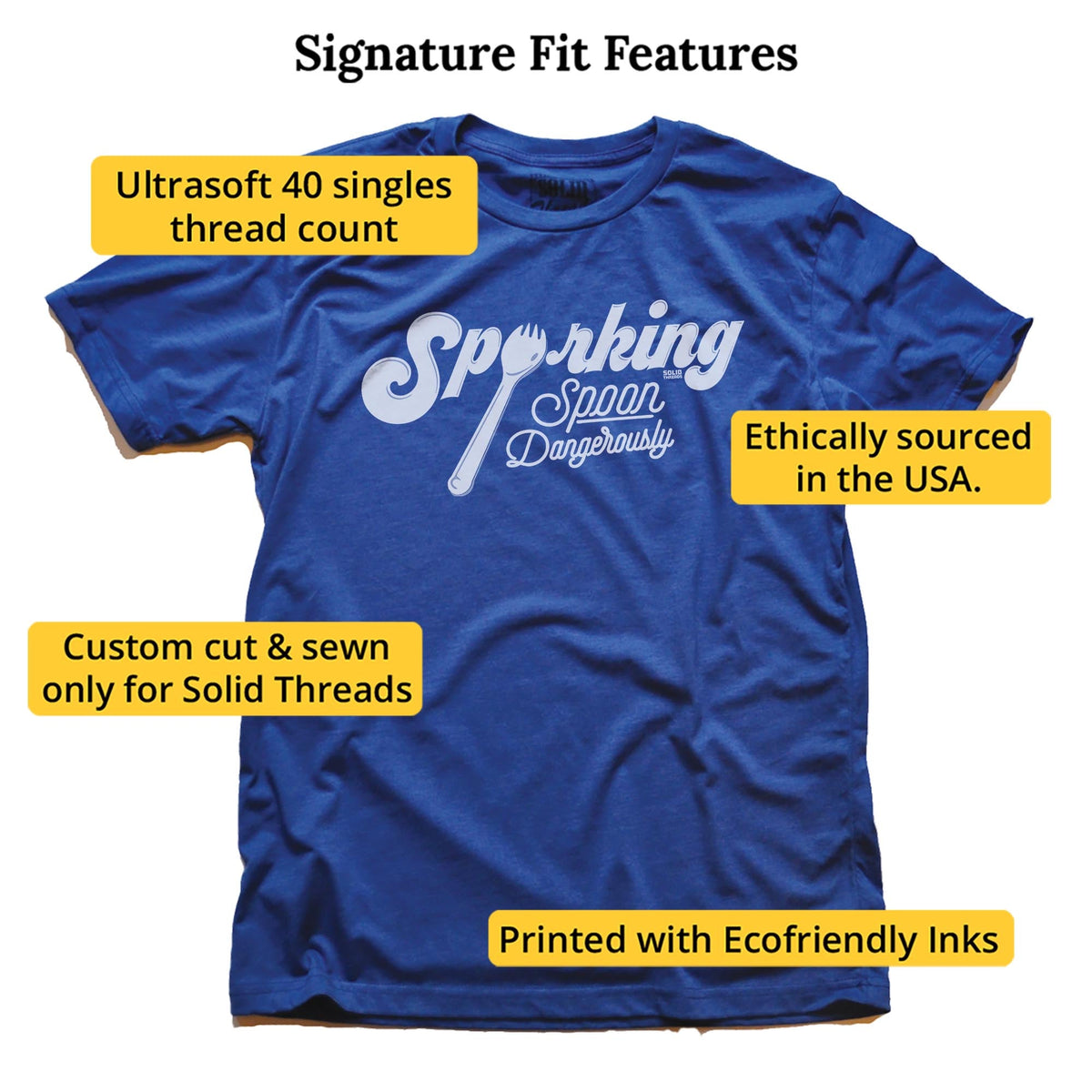 Sporking, Spoon Dangerously Vintage Signature T-shirt in Royal - Fit Attributes