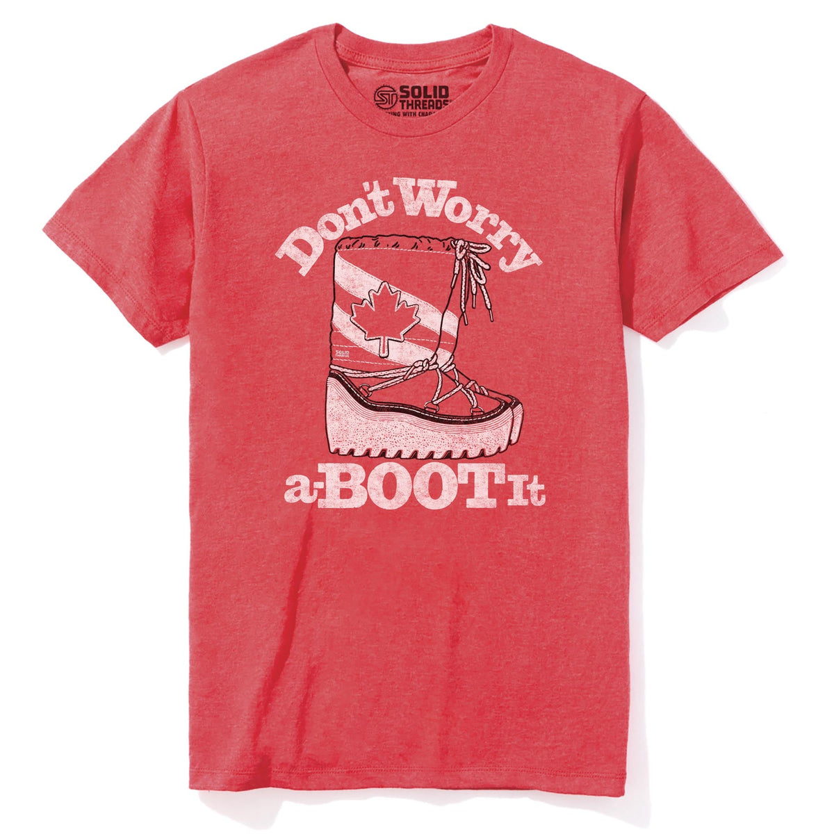 Don't Worry A Boot It Vintage Staple T-shirt in Red Heather - Front View