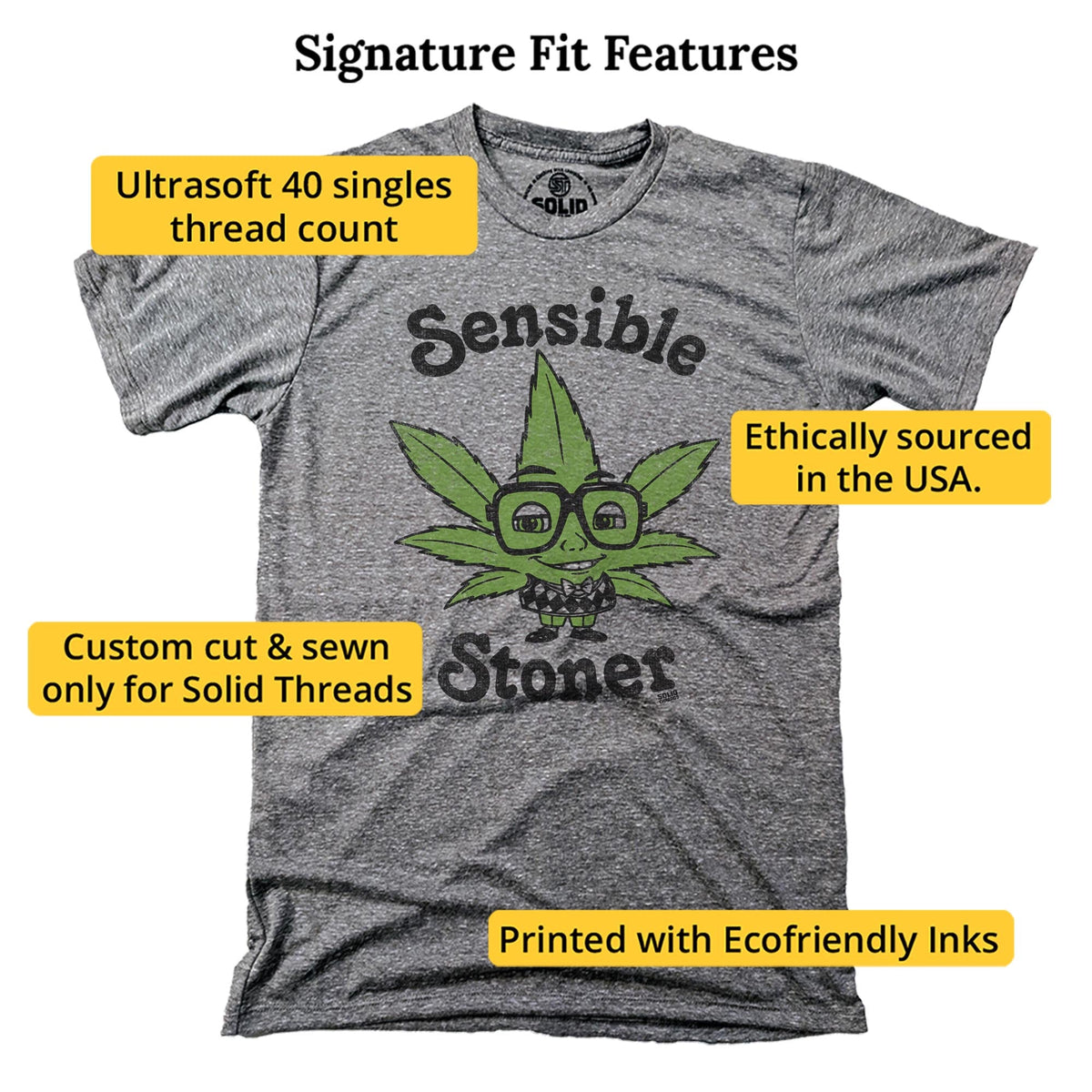 Sensible Stoner Vintage Signature T-shirt in Triblend Grey - Fit Attributes