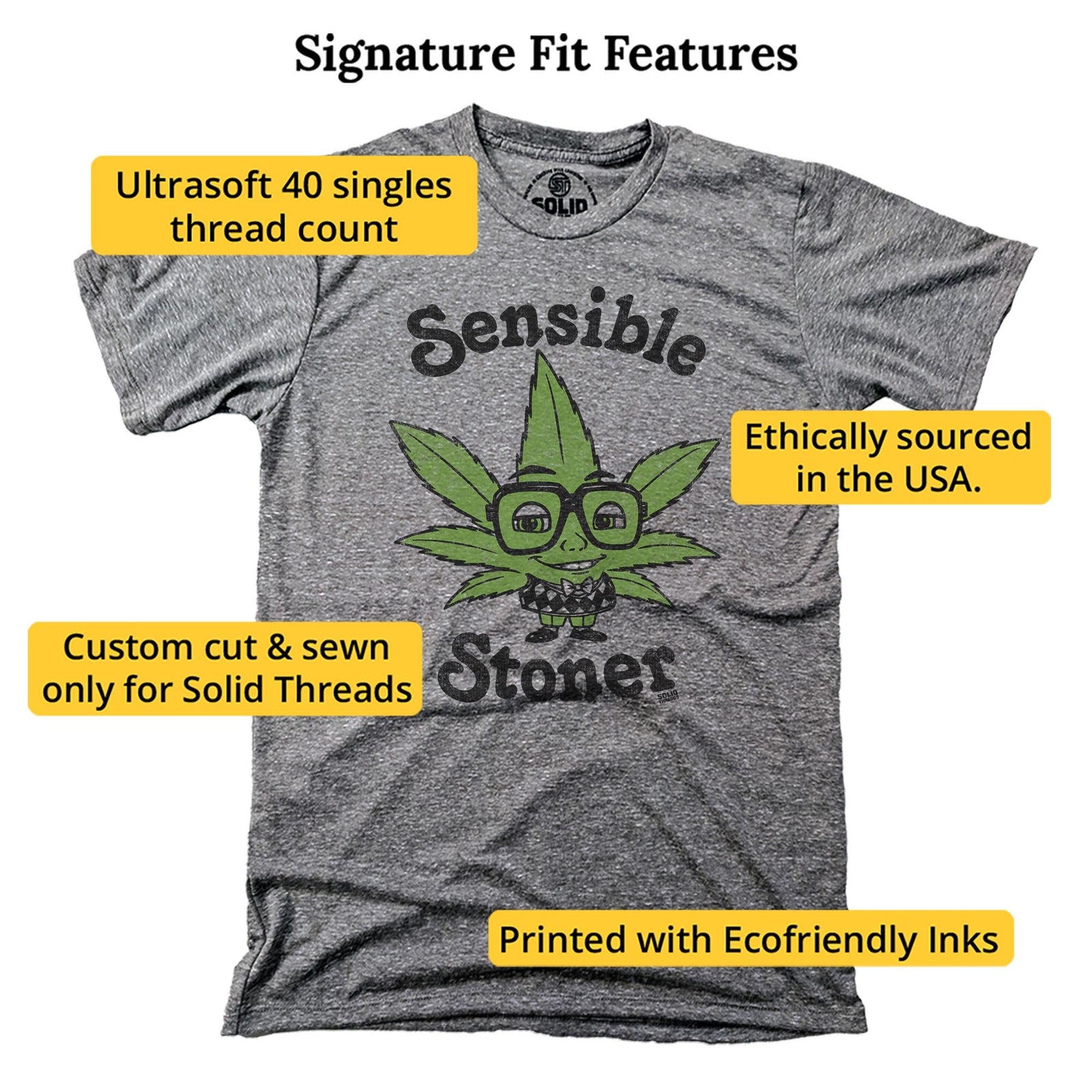 Sensible Stoner Vintage Signature T-shirt in Triblend Grey - Fit Attributes