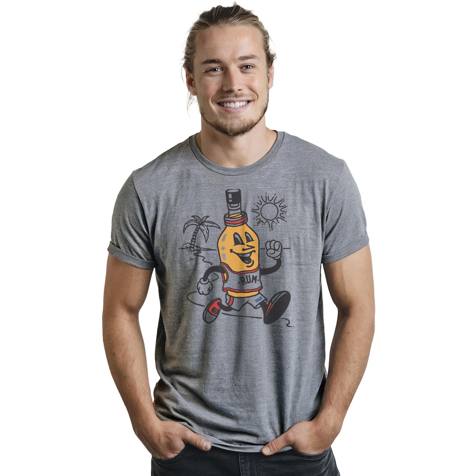 Rum Runner Vintage Staple T-shirt in Ash Heather On Model - Front View