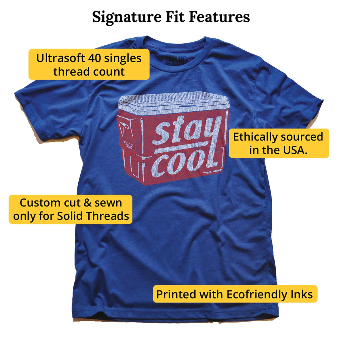 Stay Cool Vintage Signature T-shirt in Royal - Fit Attributes