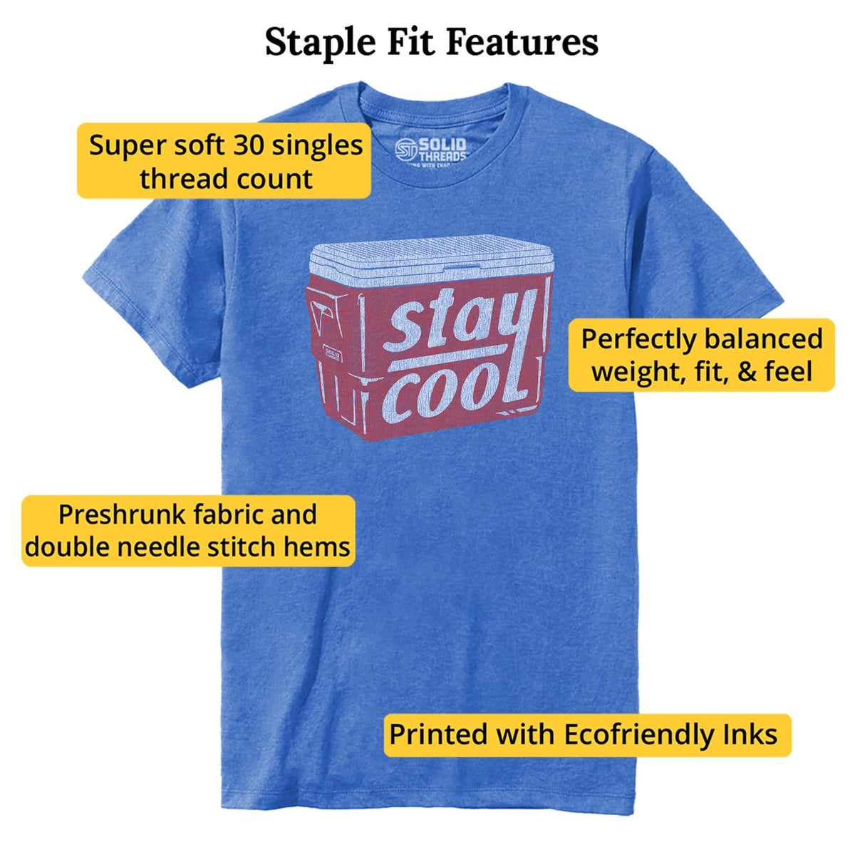 Stay Cool Vintage Staple T-shirt in Royal Heather - Fit Attributes