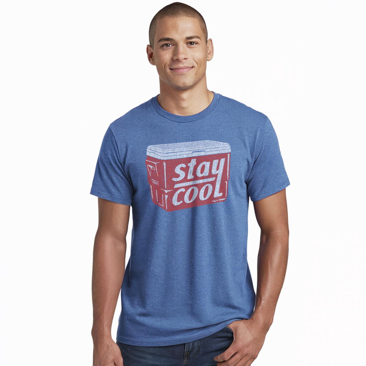 Stay Cool Vintage Staple T-shirt in Royal Heather On Model - Front View