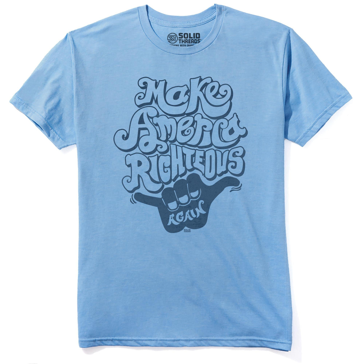 Make America Righteous Again Vintage Staple T-shirt in Light Blue Heather - Front View