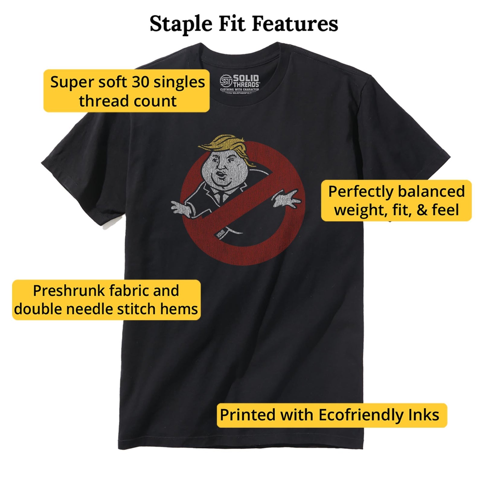 Trump Busters Vintage Staple T-shirt in Black - Fit Attributes