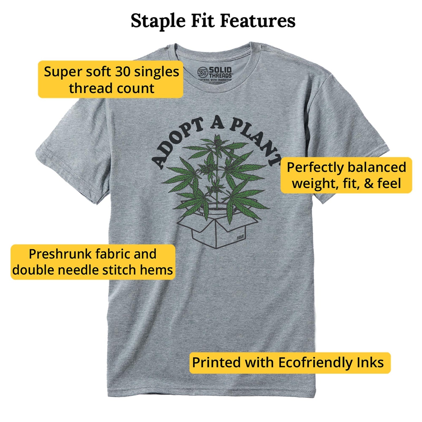 Adopt A Plant Vintage Staple T-shirt in Ash Heather - Fit Attributes