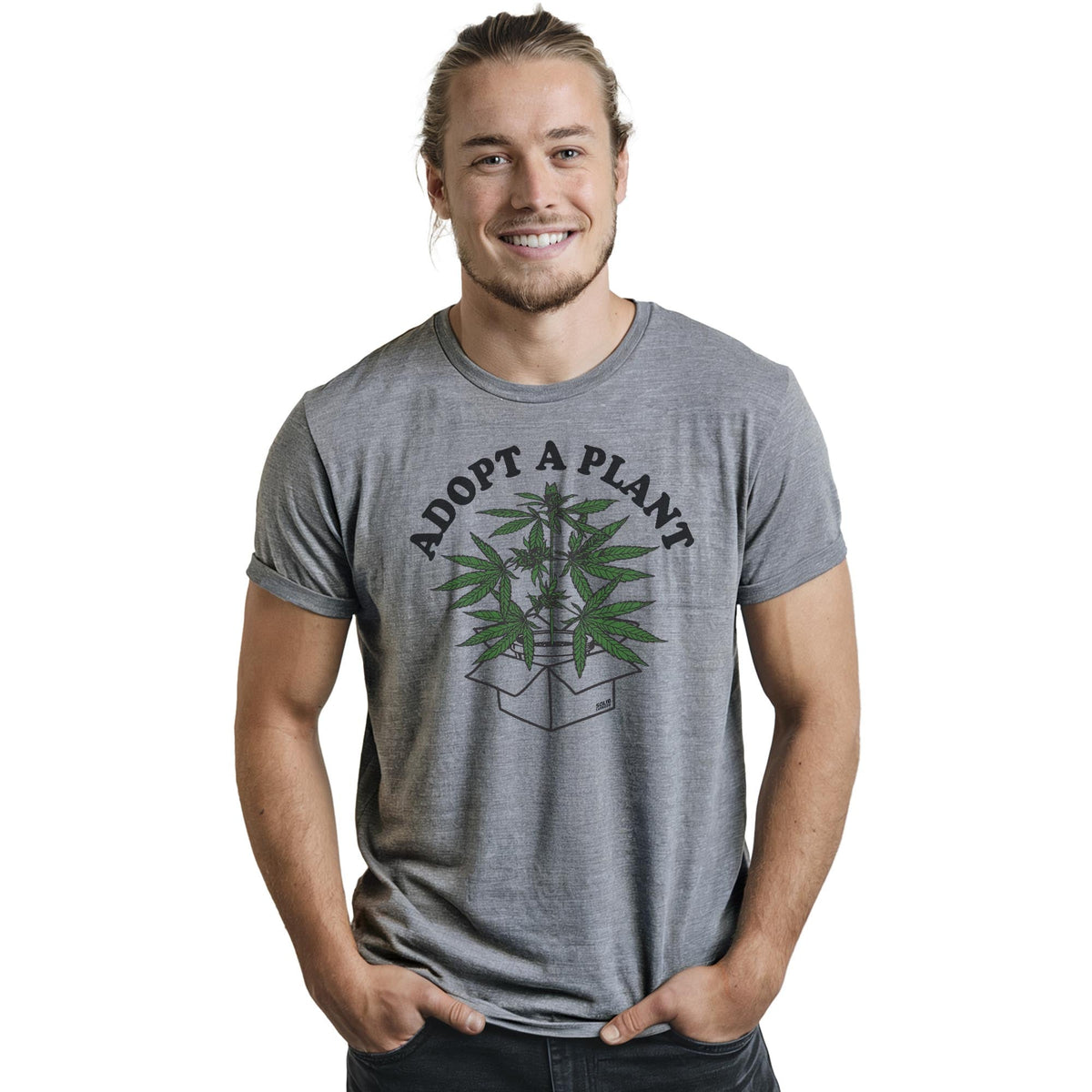 Adopt A Plant Vintage Staple T-shirt in Ash Heather On Model - Front View