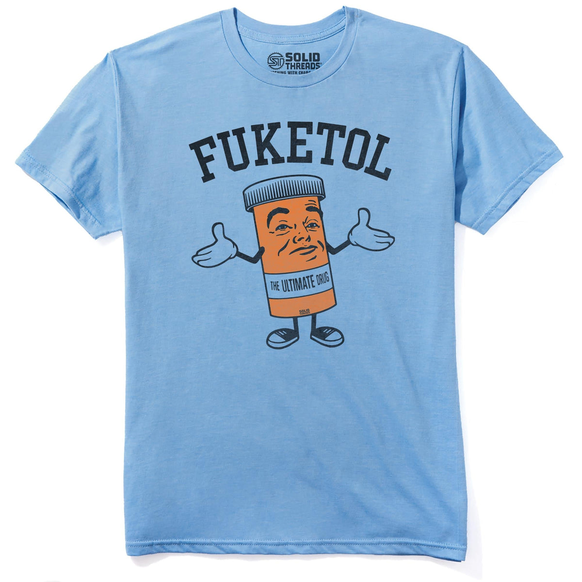 Fuketol Retro Staple T-shirt in Light Blue Heather - Front View