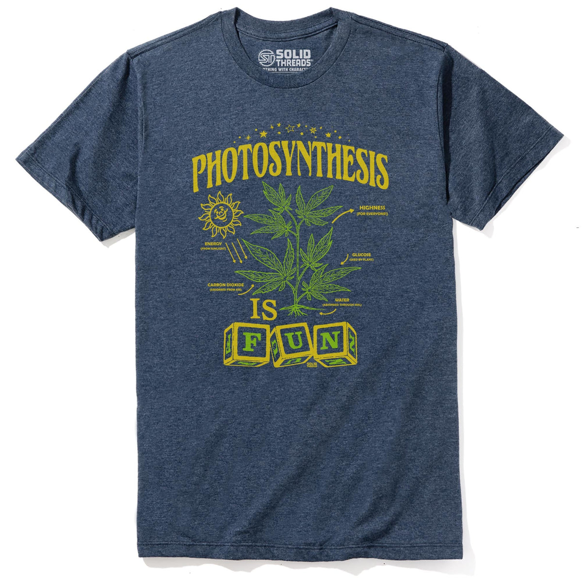 Photosynthesis Is Fun Vintage Staple T-shirt in Navy Heather - Front View